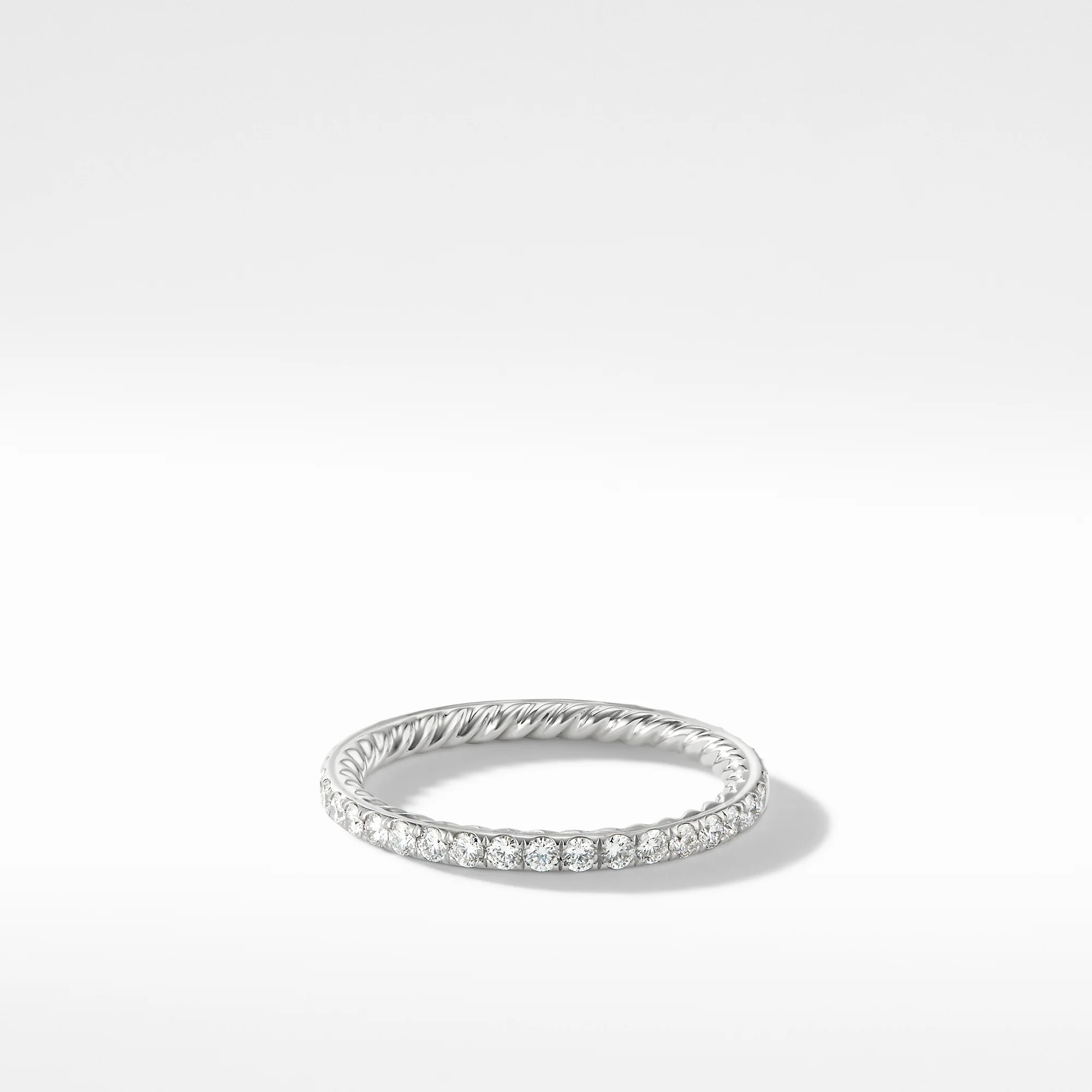 David Yurman Eden Band Ring In Platinum With Pavé Diamonds, 1.85mm