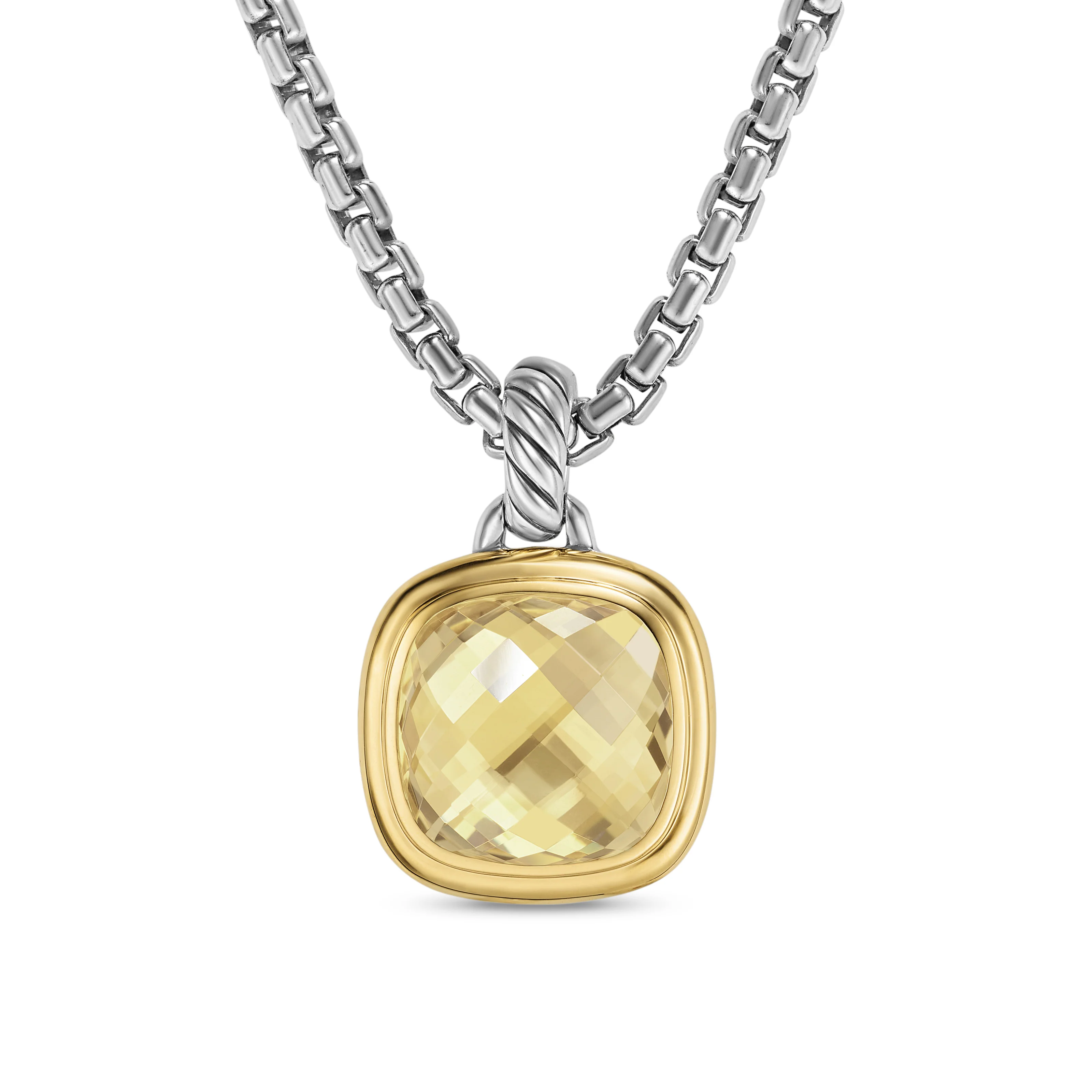 David Yurman Albion® Pendant In Sterling Silver With 18k Yellow Gold And Champagne Citrine, 11mm
