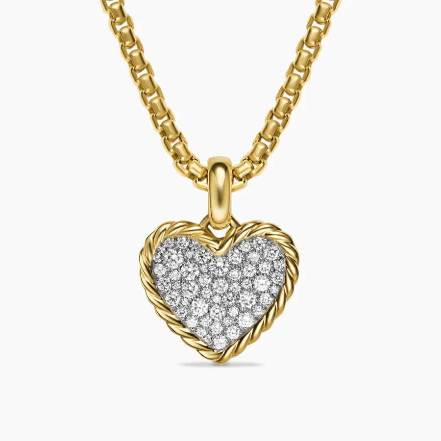David Yurman Pavé Heart Amulet In 18k Yellow Gold With Diamonds, 15.6mm