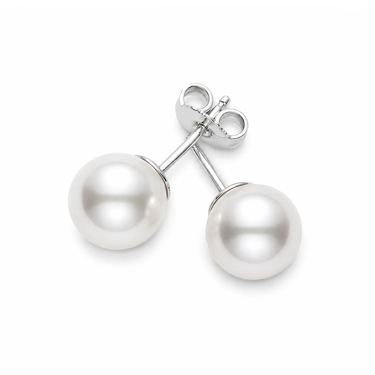 18K White Gold 8x8.5mm Pearl Stud Earrings