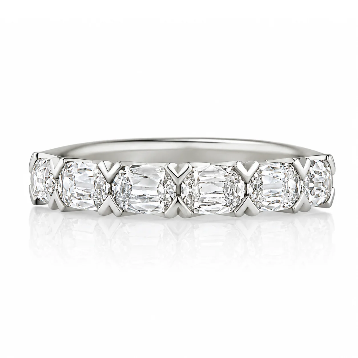 18k White Gold East-West 1.20ctw "Daussi Cushion" Diamond Band