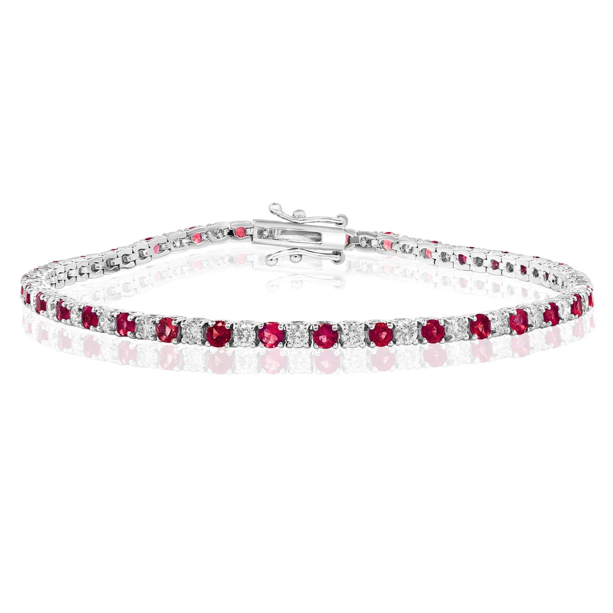 18k White Gold Ruby & Diamond Bracelet