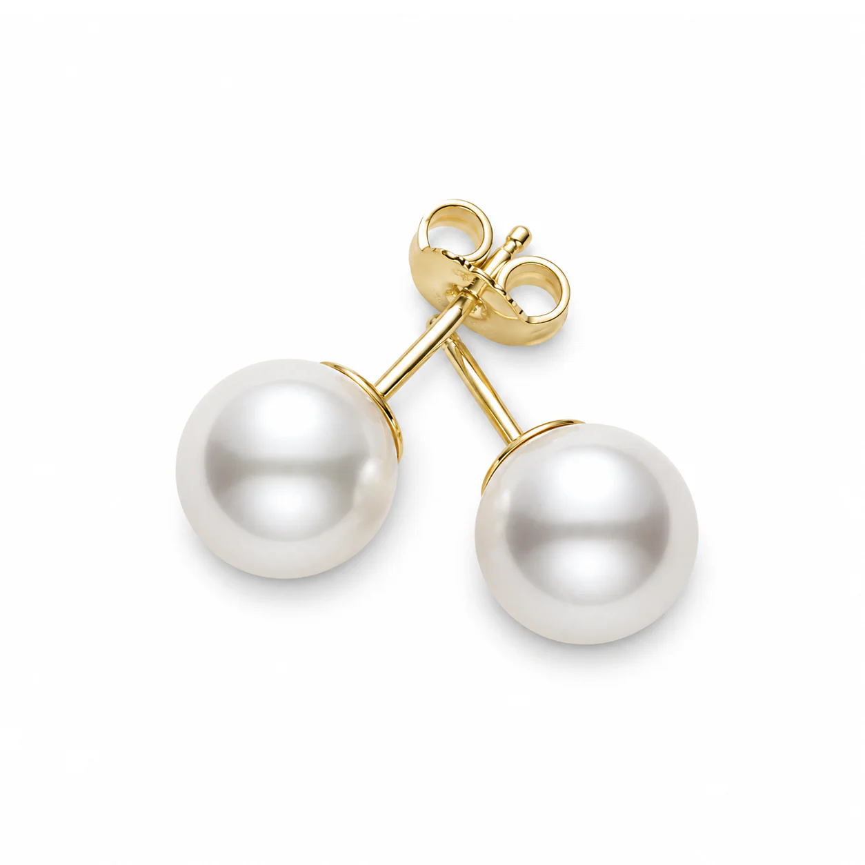 18K Yellow Gold 7x7.5mm Pearl Stud Earrings