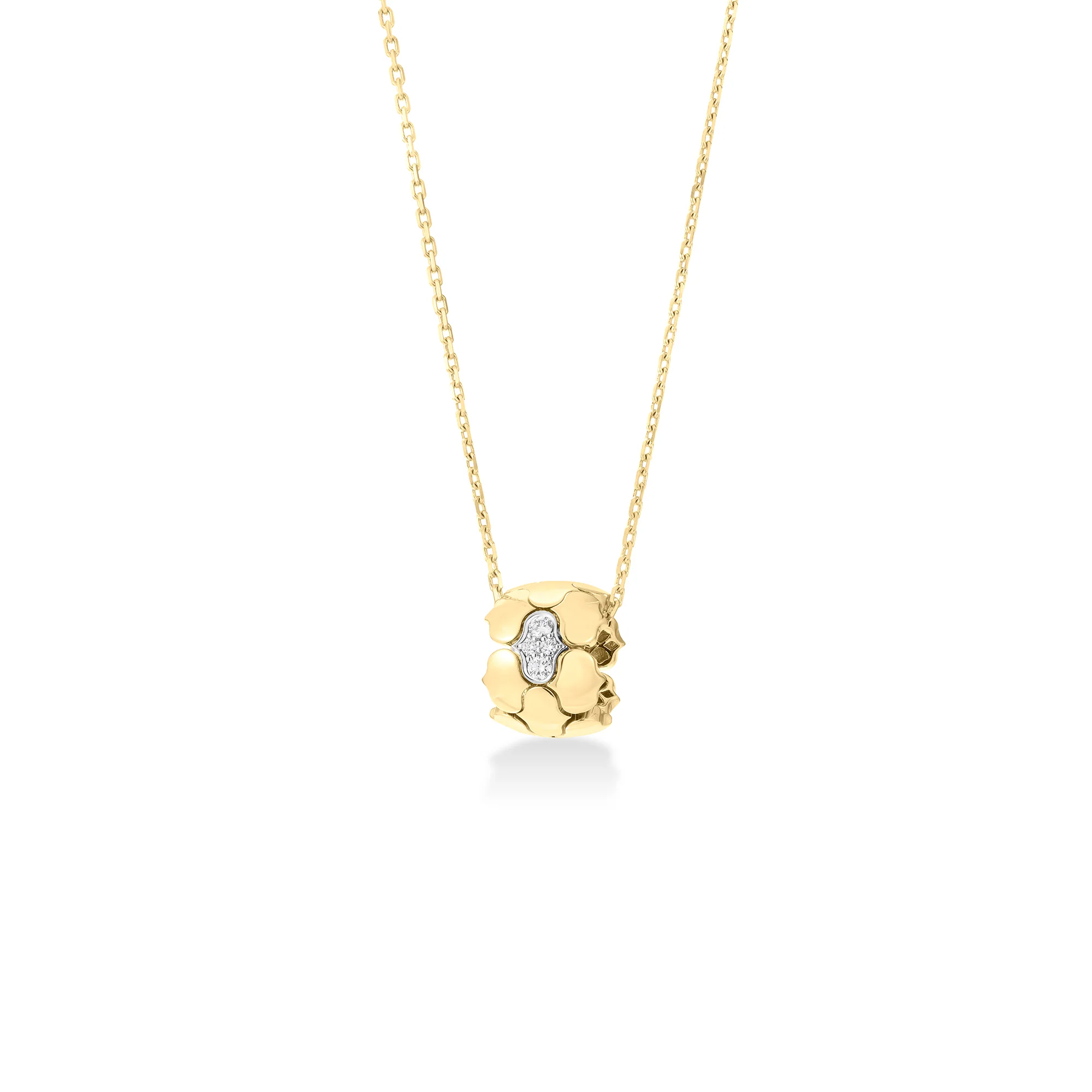 18k Yellow Gold Cobra Diamond Rondel Necklace - Large