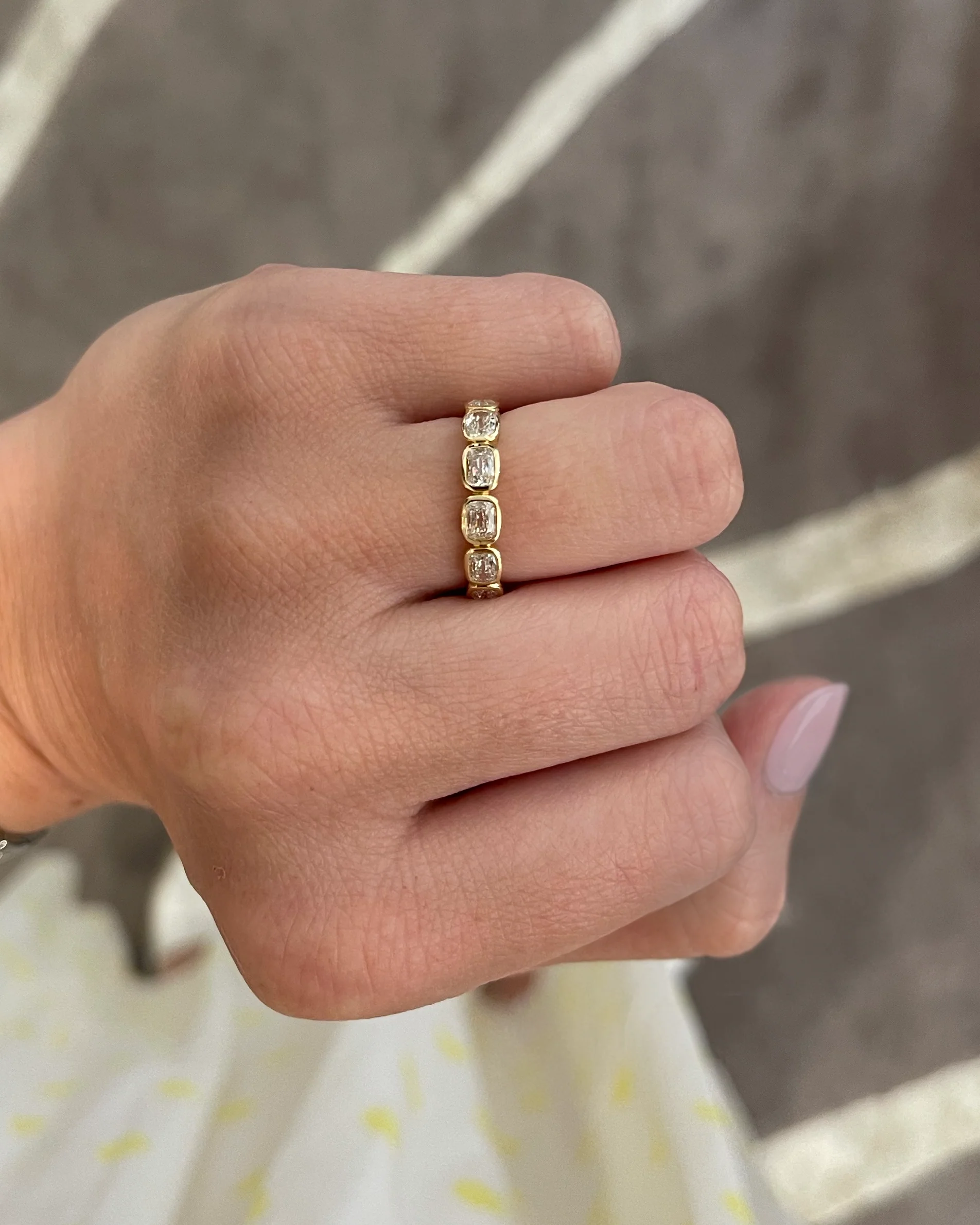 Bezel Set Cushion Diamond Band, 0.99ctw - Image 3
