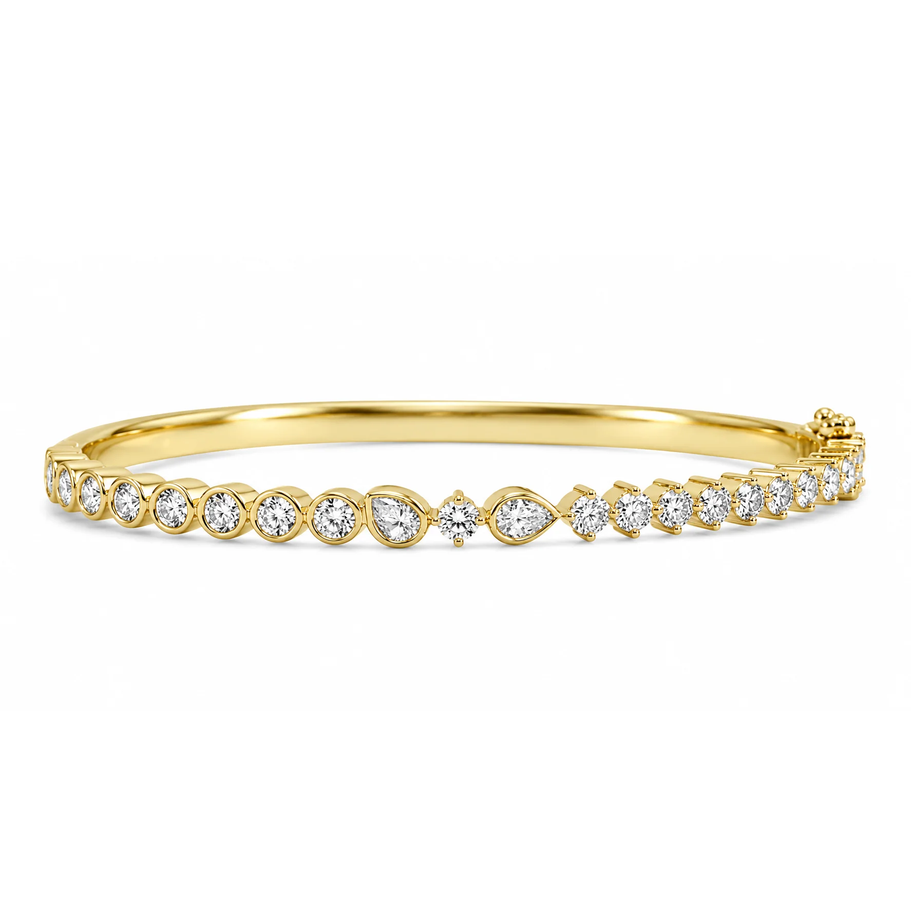 18k Yellow Gold Mixed Shape Diamond Bangle