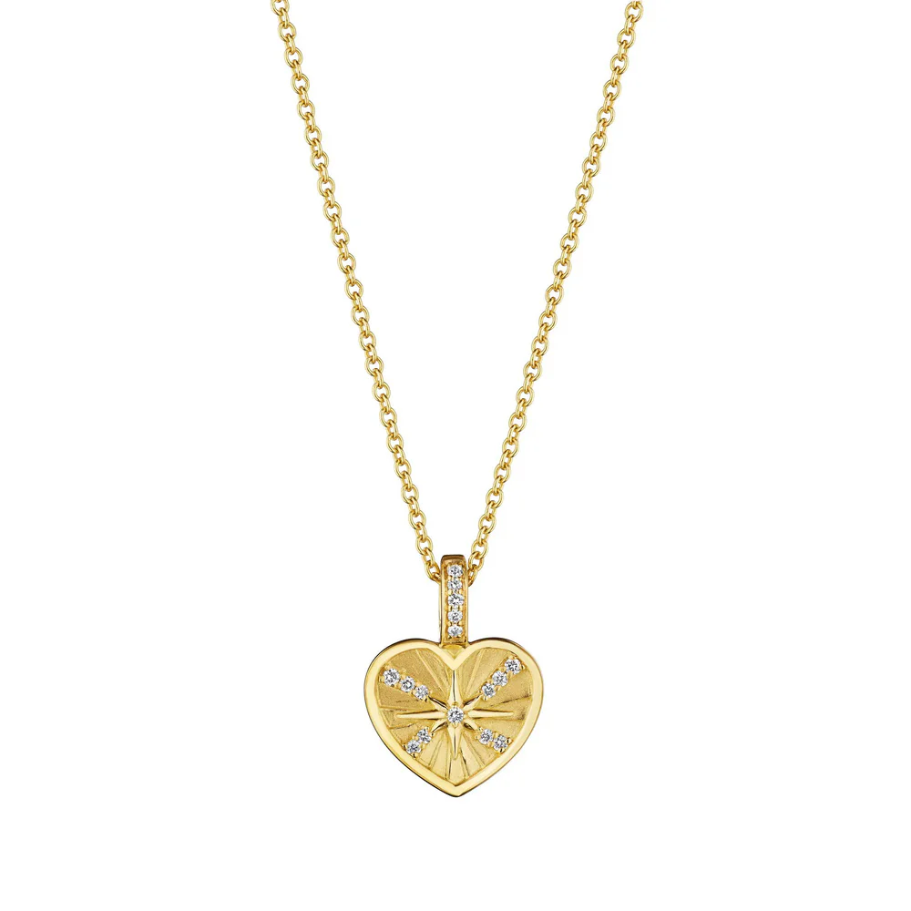 18k Yellow Gold Petite Penny Diamond Heart Necklace