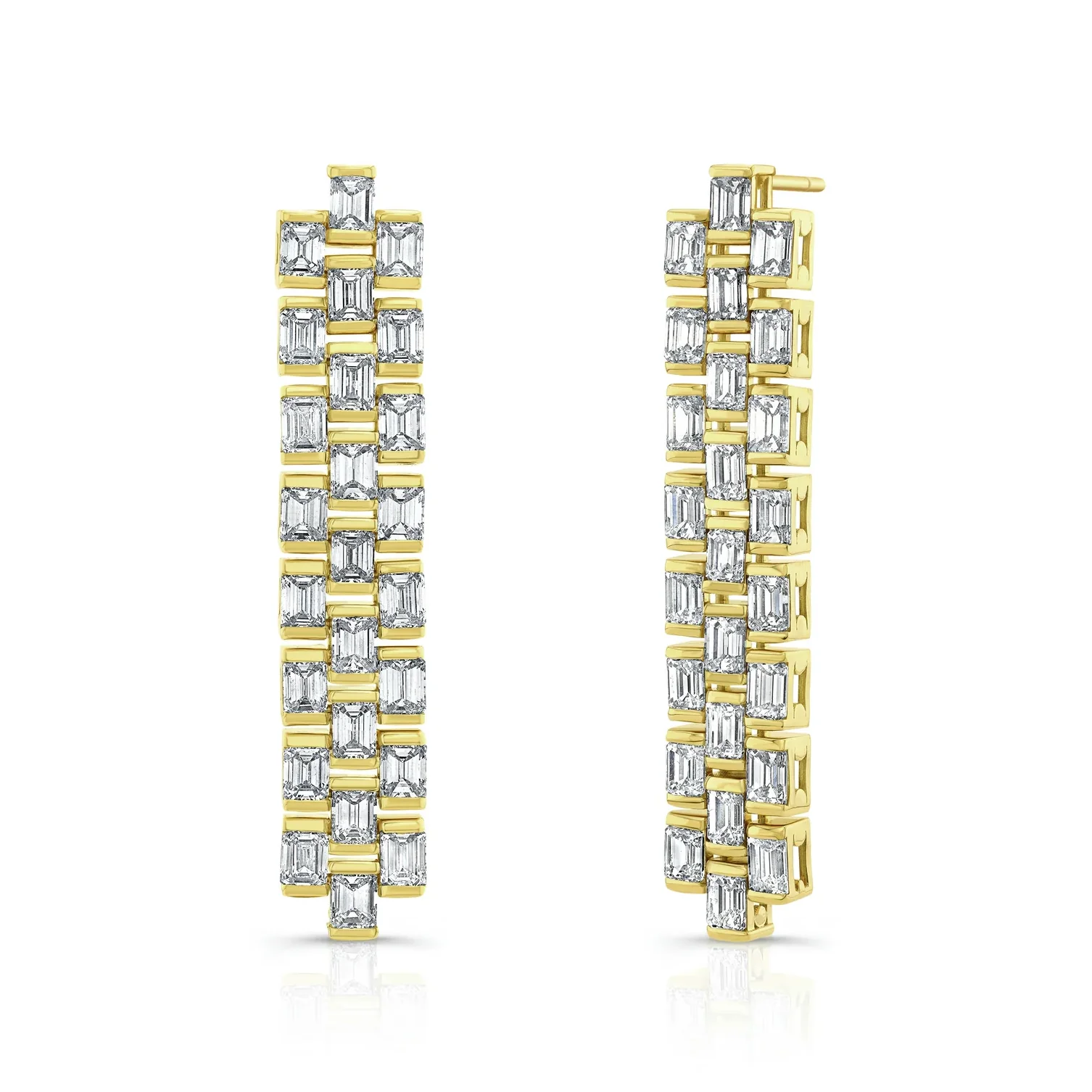 18k Yellow Gold "Watch Band" Diamond Drop Earrings