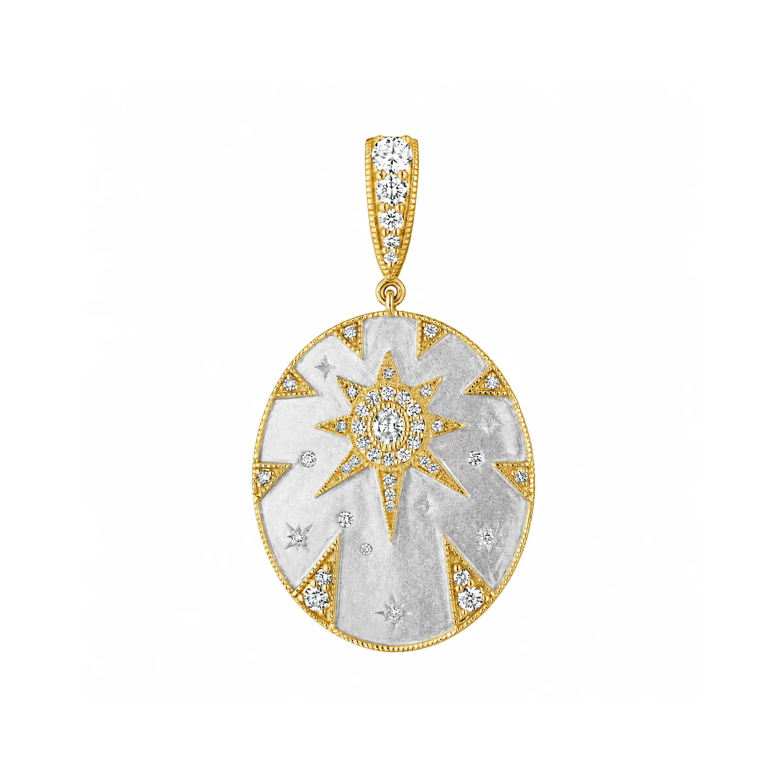 18k Yellow & White Gold Celestial Dreams Oval Pendant