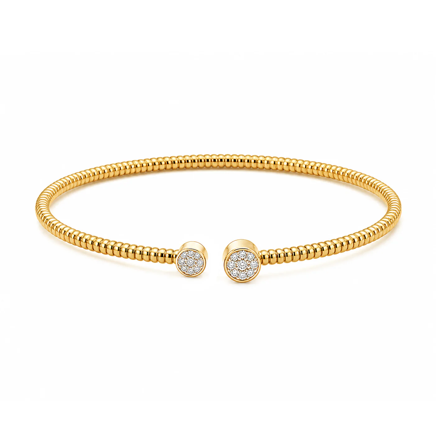 18k Yellow & White Gold Fluted Diamond Cuff