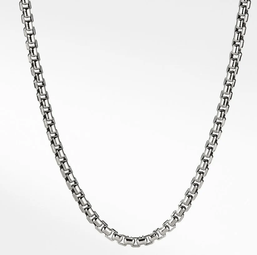 David Yurman Box Chain Necklace In 18k White Gold, 3.4mm