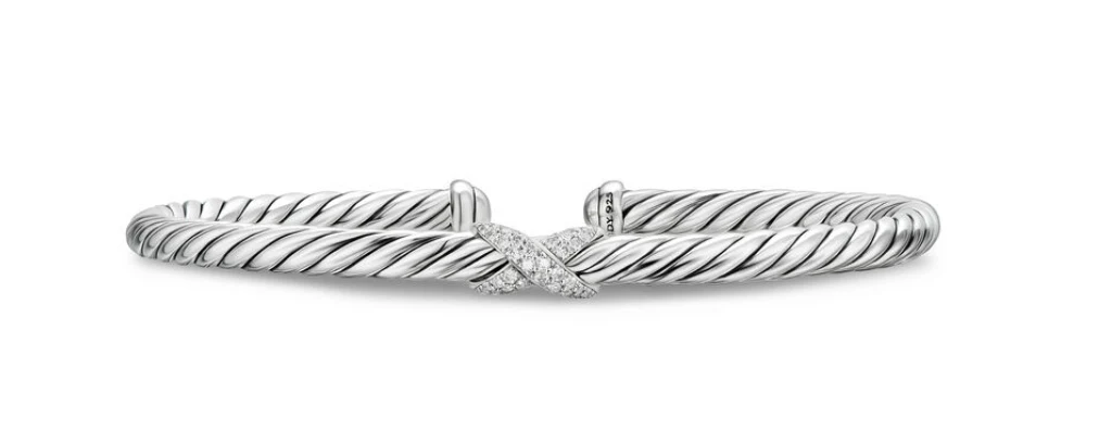 David Yurman Cable Flex X Station Bracelet In Sterling Silver With Diamonds, 4mm - Image 2
