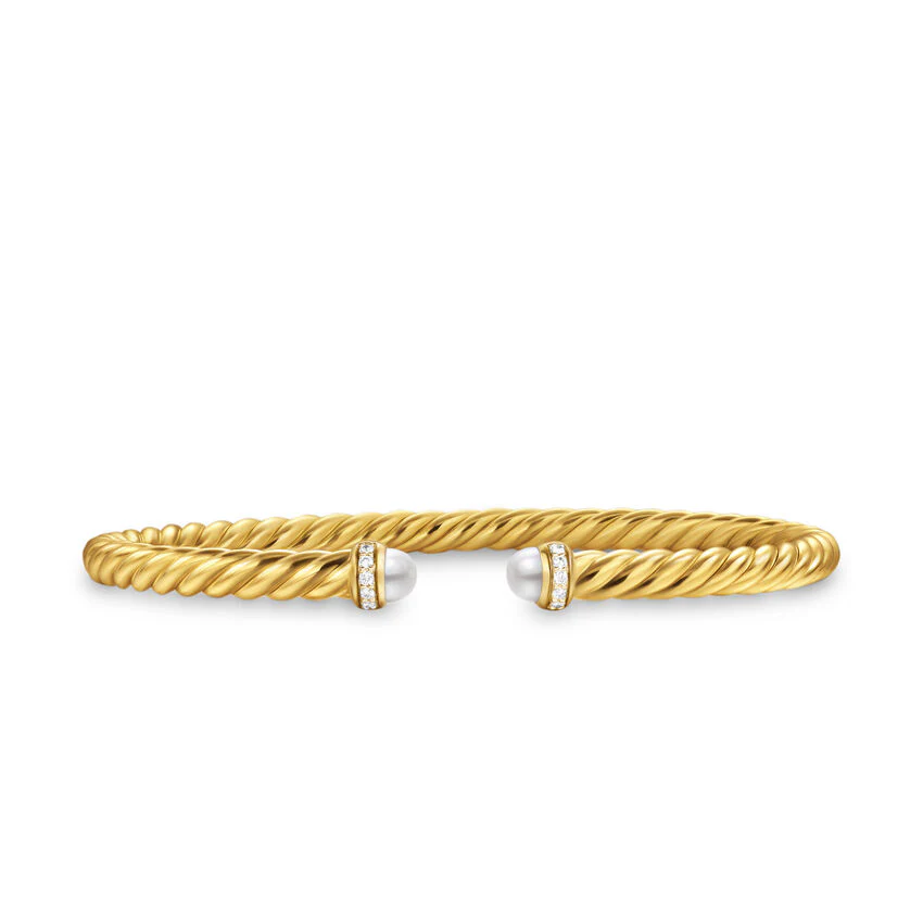 David Yurman 4mm Cablespira Flex Bracelet Pe Di 18k