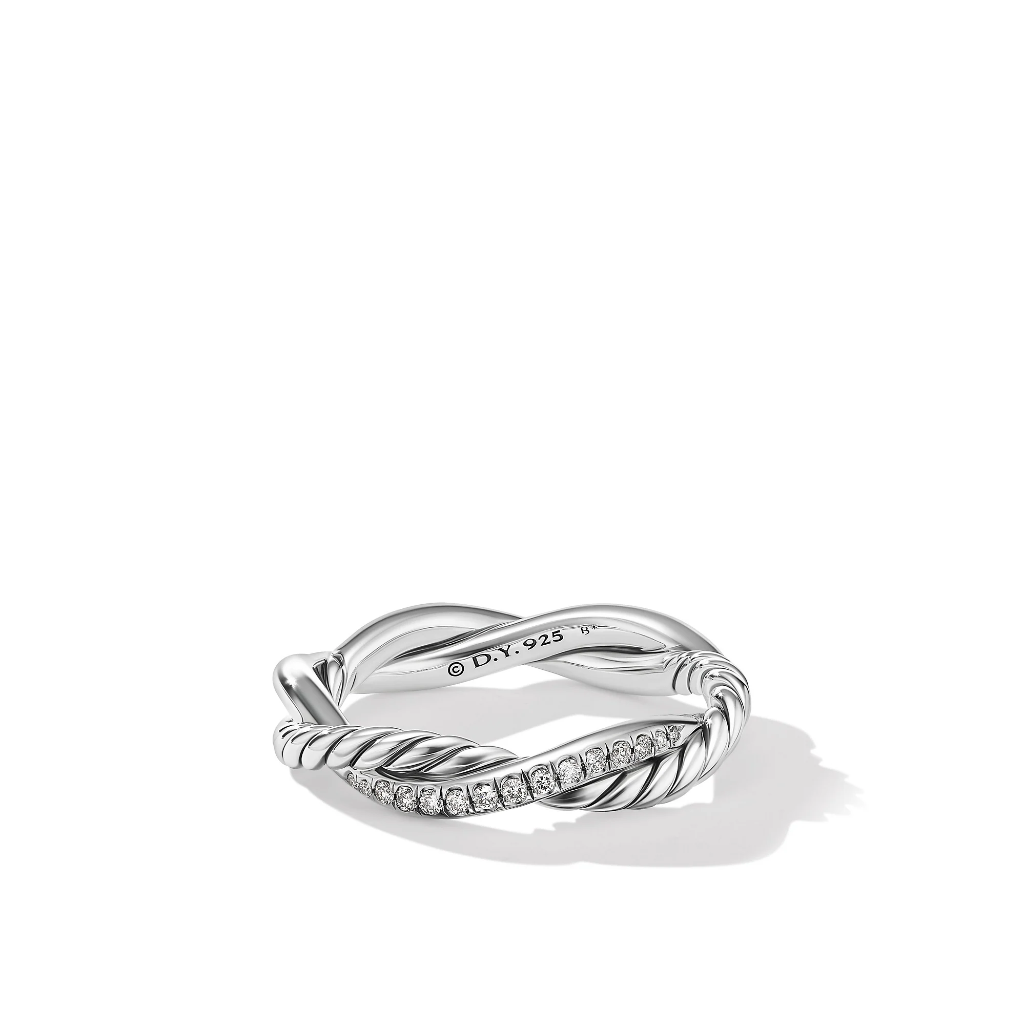 David Yurman Petite Infinity Band Ring In Sterling Silver With Diamonds, 4mm