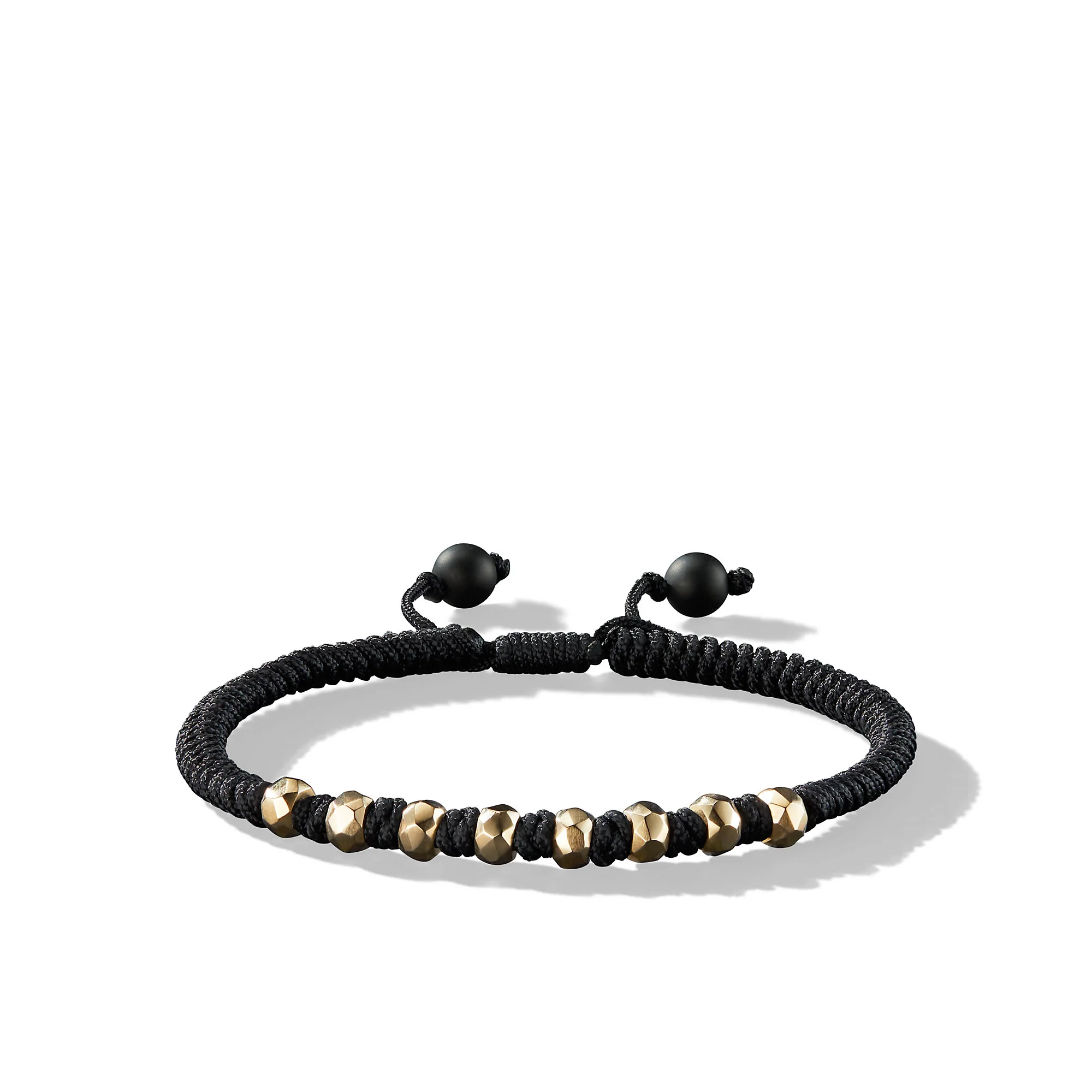 David Yurman Fortune Woven Bracelet In Black Nylon With Black Onyx And 18k Yellow Gold, 5.5mm