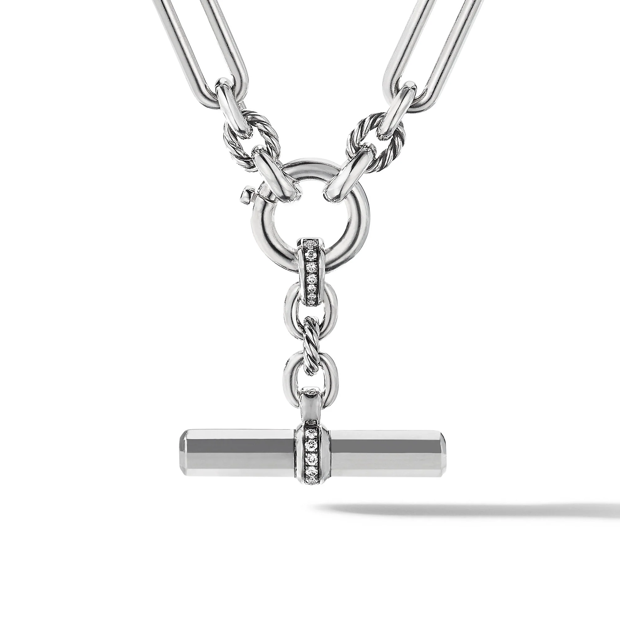 David Yurman Lexington E/w Chain Necklace In Sterling Silver With Diamonds, 7mm