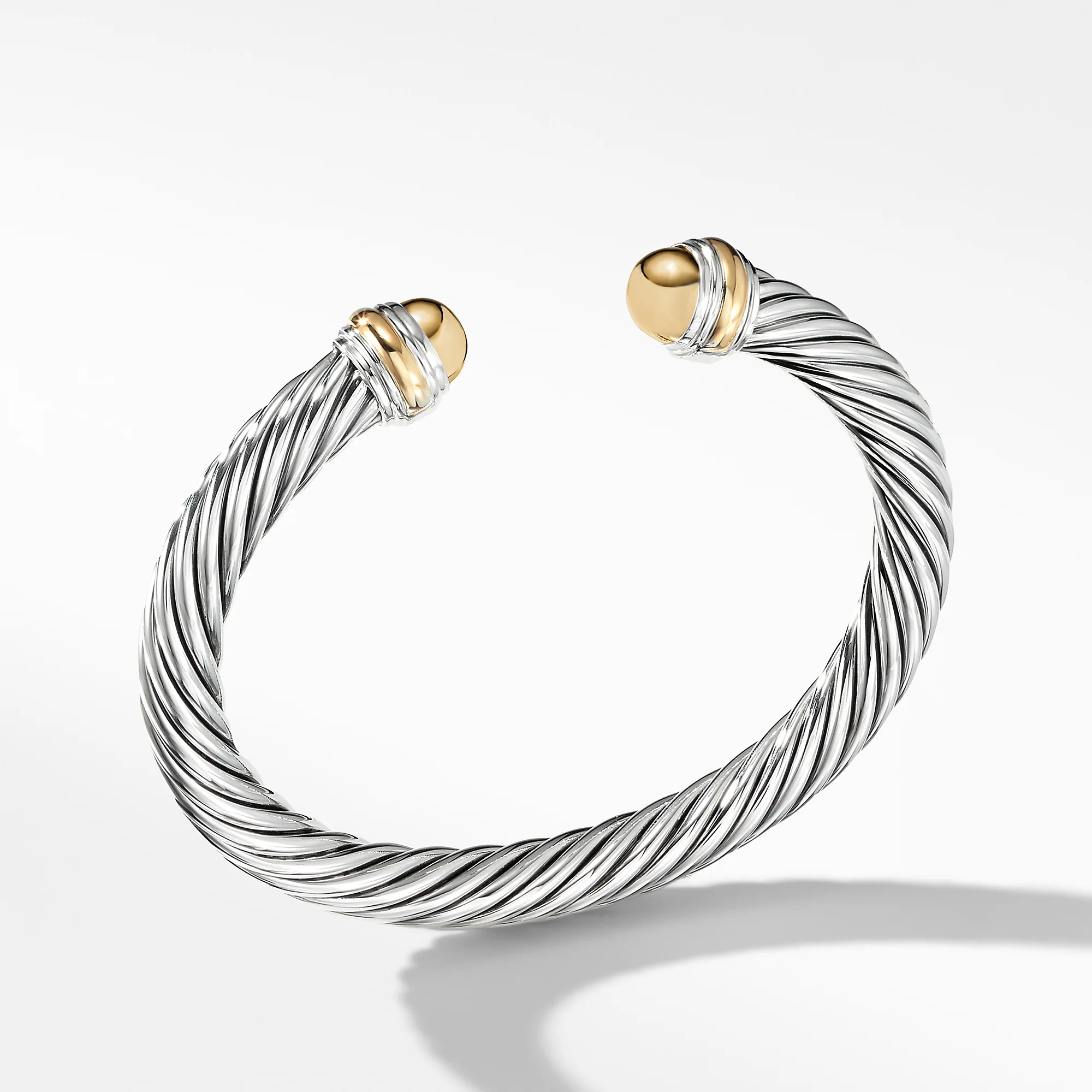 David Yurman Classic Cable Bracelet In Sterling Silver With 14k Yellow Gold Domes, 7mm