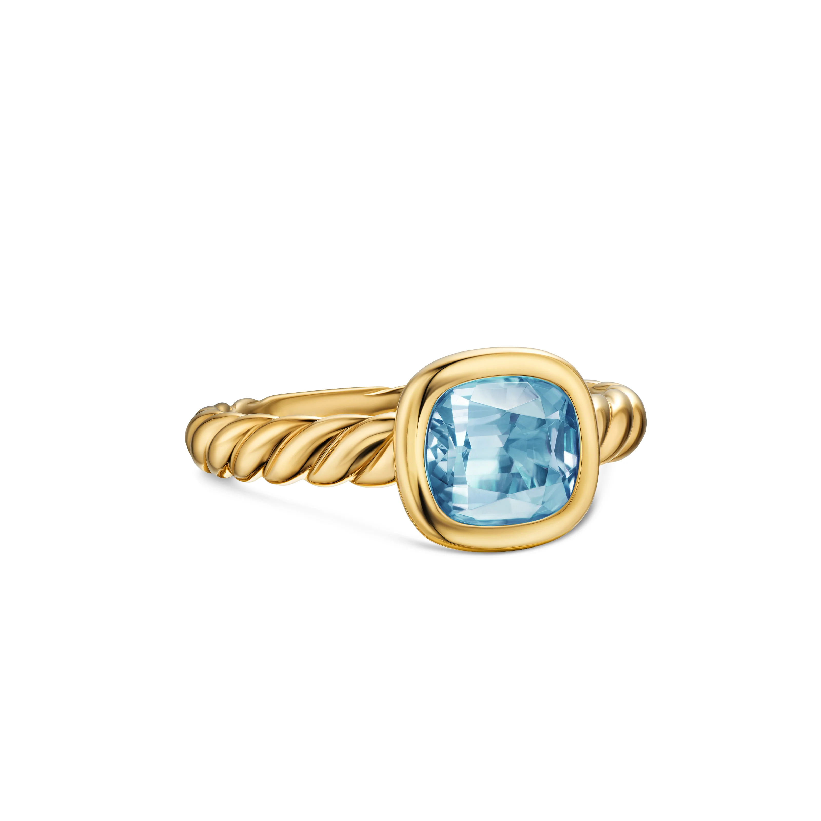 David Yurman Mercer® Stone Ring In 18k Yellow Gold With Sky Blue Topaz, 7mm