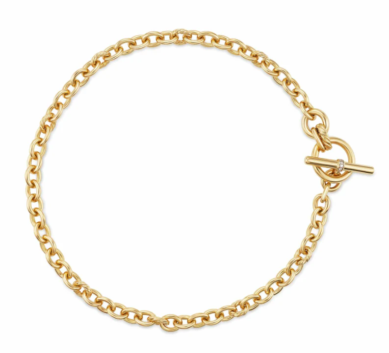 David Yurman Mercer® Toggle Chain Necklace In 18k Yellow Gold With Diamonds, 8mm