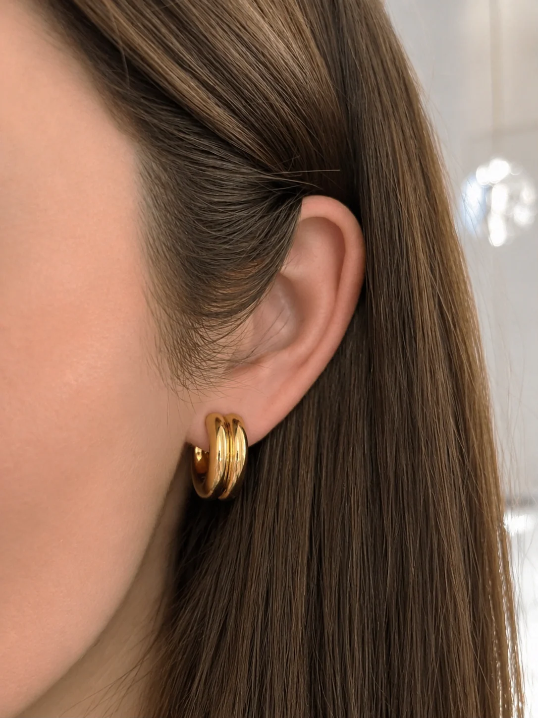 Double Row Hoop Earrings, 20mm - Image 2