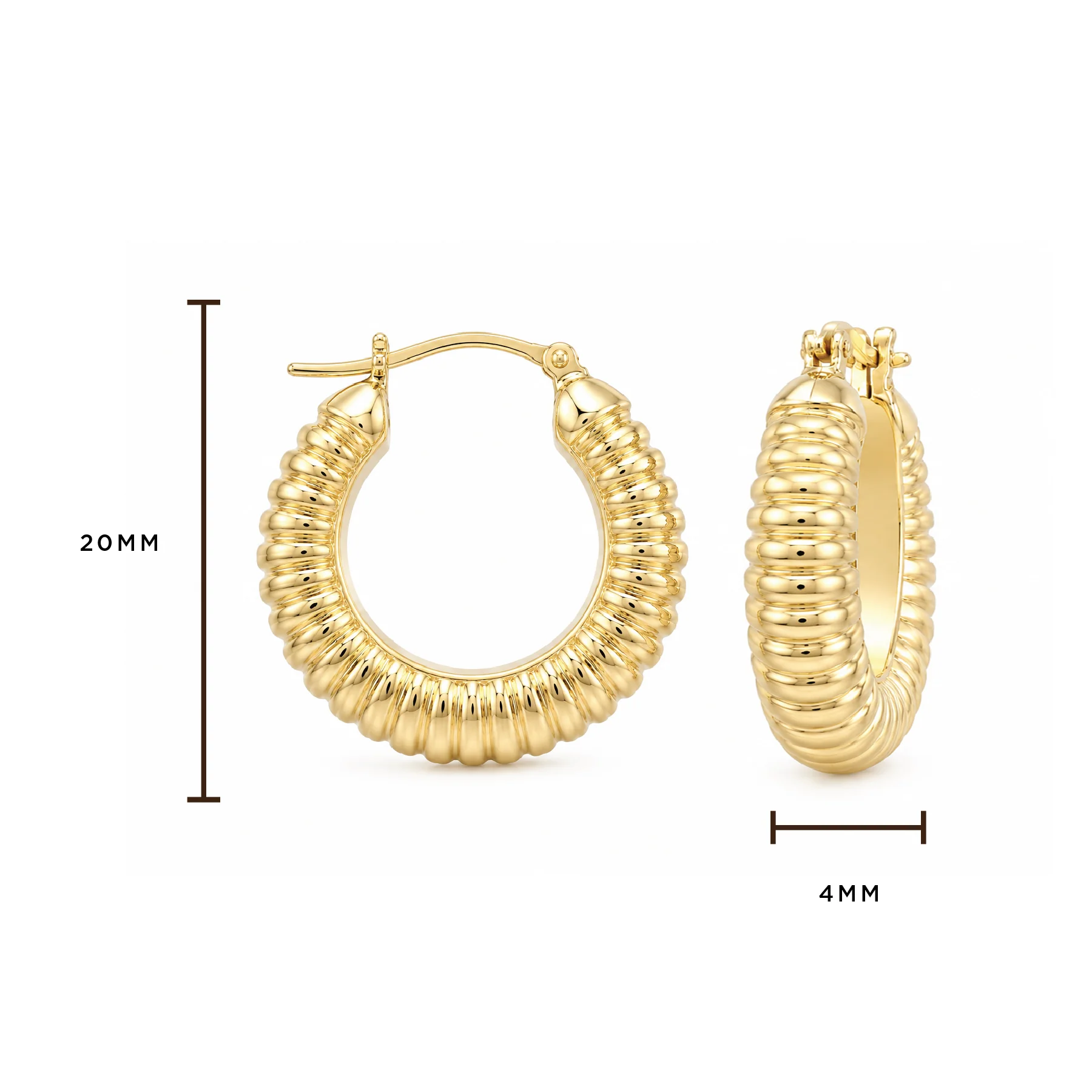 Brown & Co. 14k Yellow Gold Fluted Hoop Earrings - Image 2