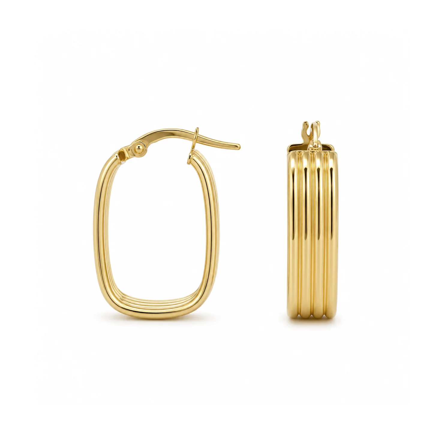 Brown & Co. 14k Yellow Gold Ribbed U-Shaped Hoop Earrings