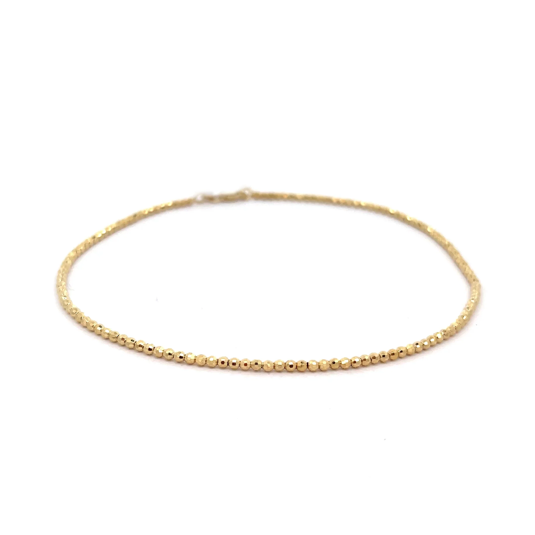 14K Yellow Gold Beaded Anklet