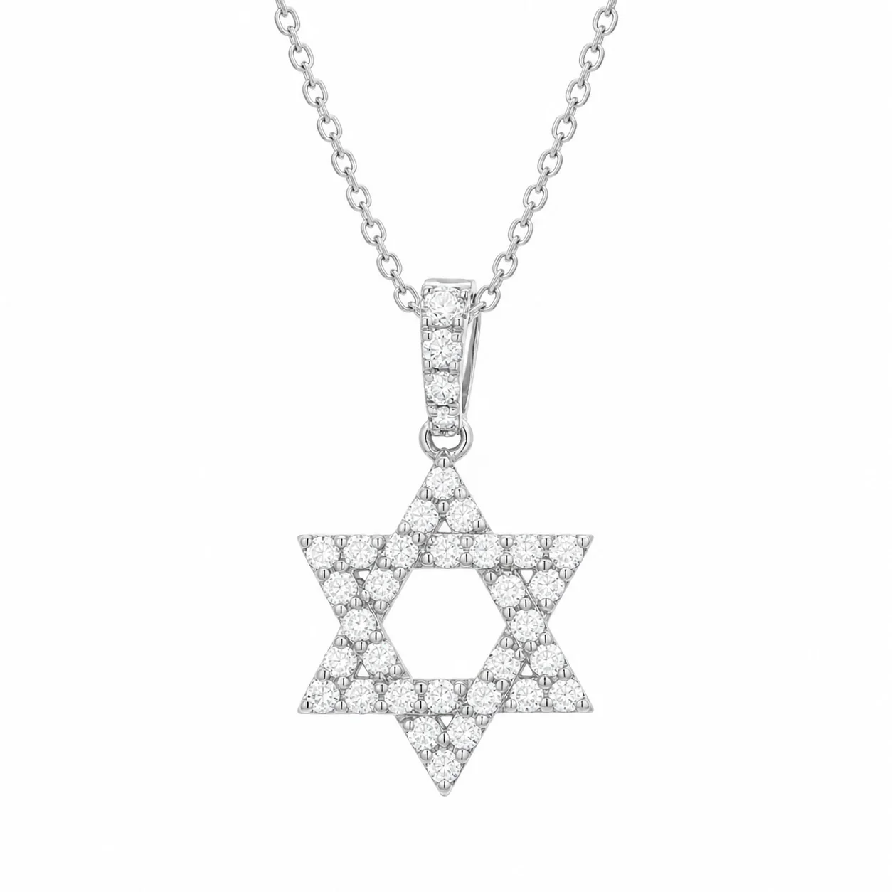 Brown & Co. 18k White Gold 0.20ct Diamond Star Of David Pendant Necklace