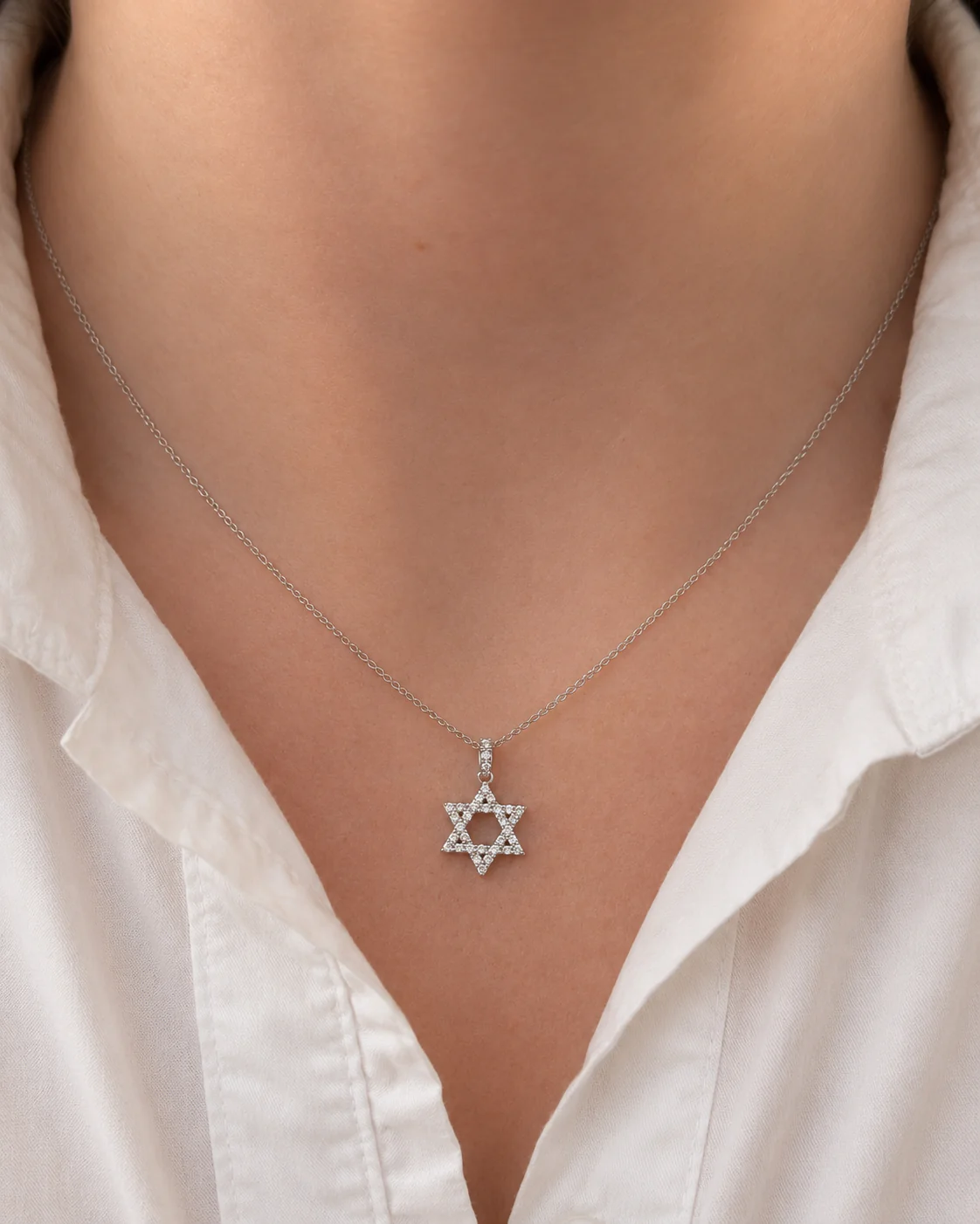 Brown & Co. 18k White Gold 0.20ct Diamond Star Of David Pendant Necklace - Image 2