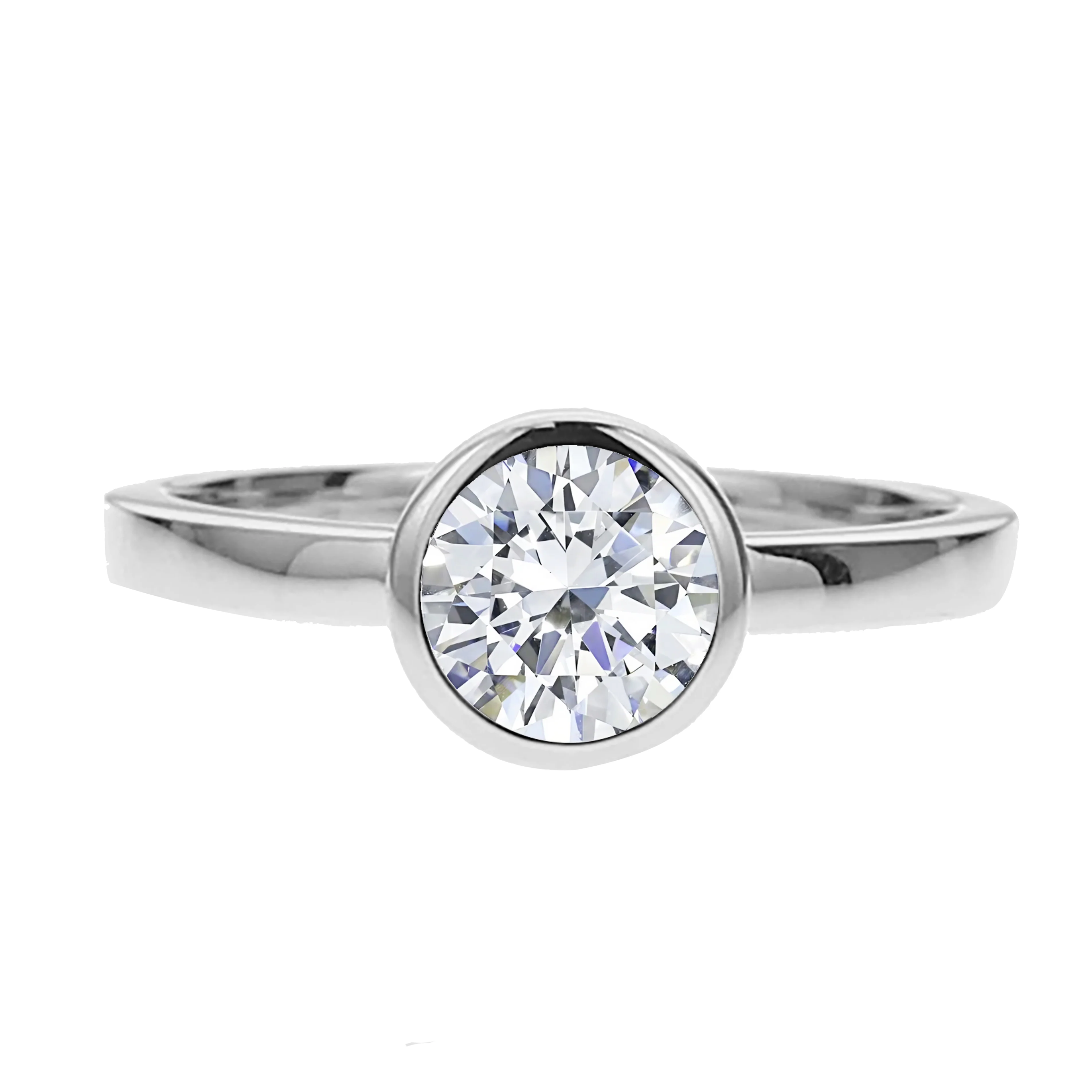 Bezel Set Round Diamond Solitaire Ring, 0.91ct