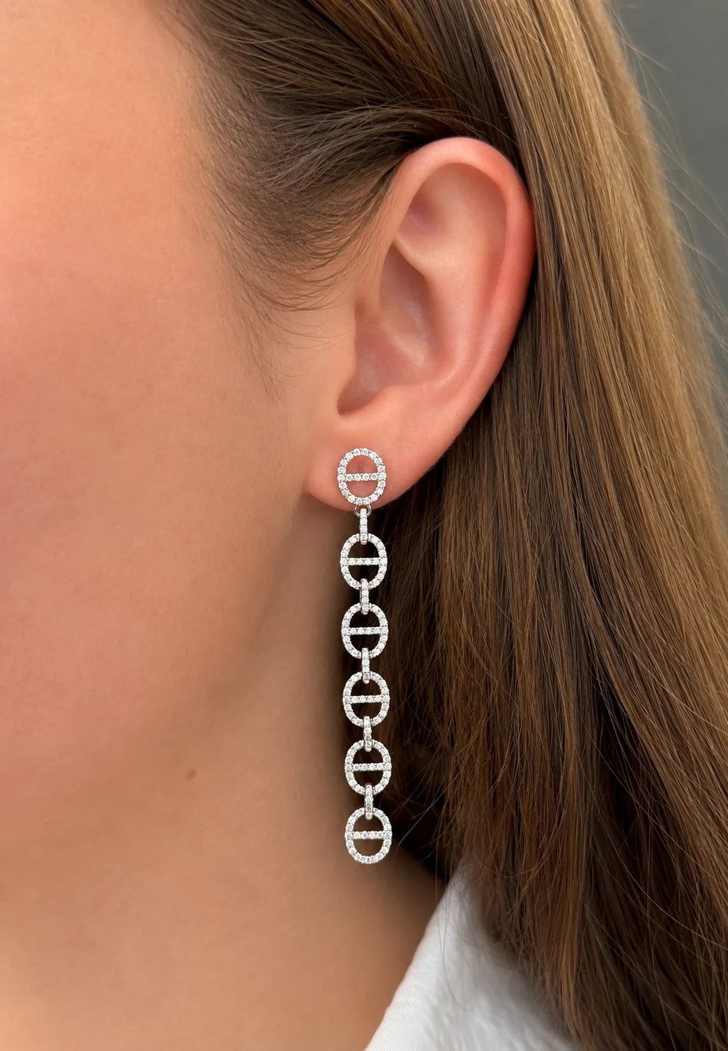 18k White Gold 2.25ctw Diamond Drop Earrings - Image 2