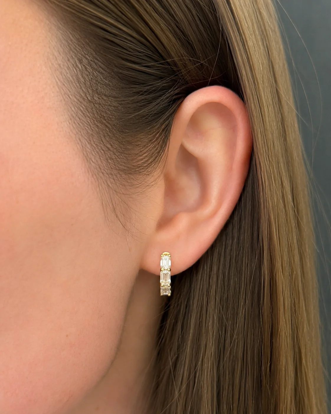 Brown & Co. 18k Yellow Gold Emerald Cut Diamond Earrings - Image 2