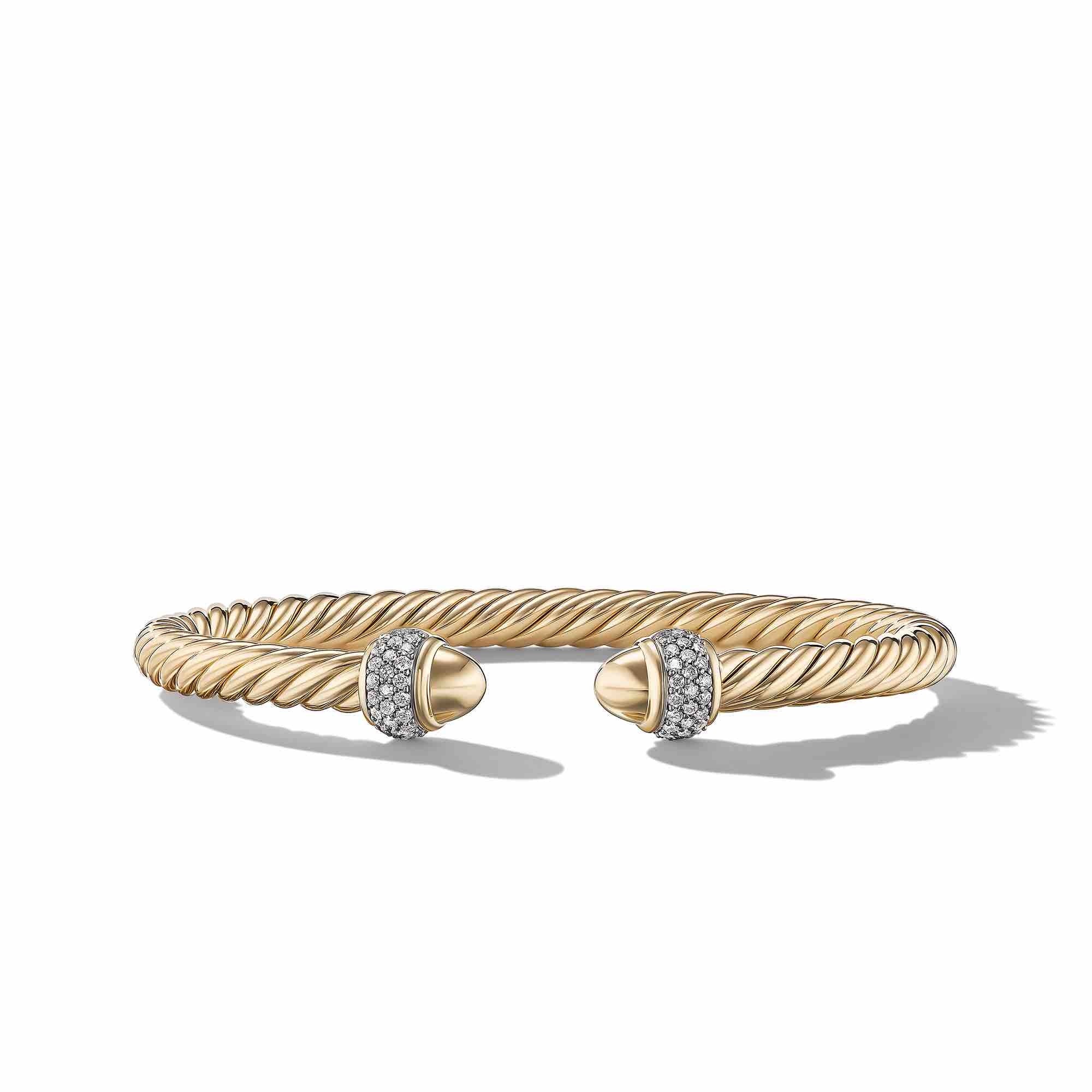 David Yurman Cable Bracelet In 18k Yellow Gold With Diamonds, 5mm