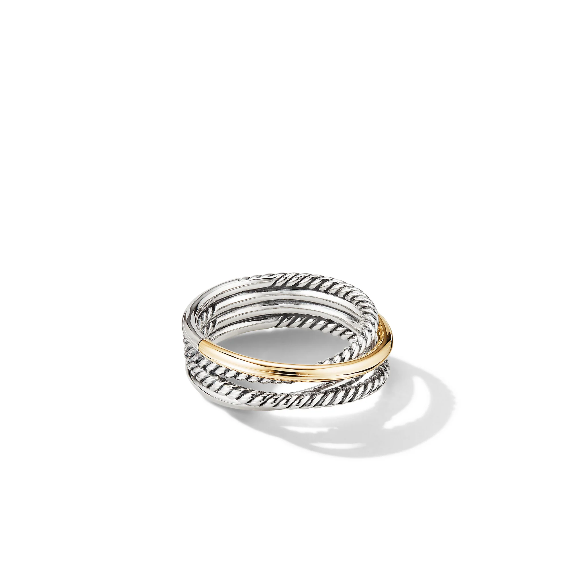 David Yurman Crossover Band Ring In Sterling Silver With 18k Yellow Gold, 6.8mm