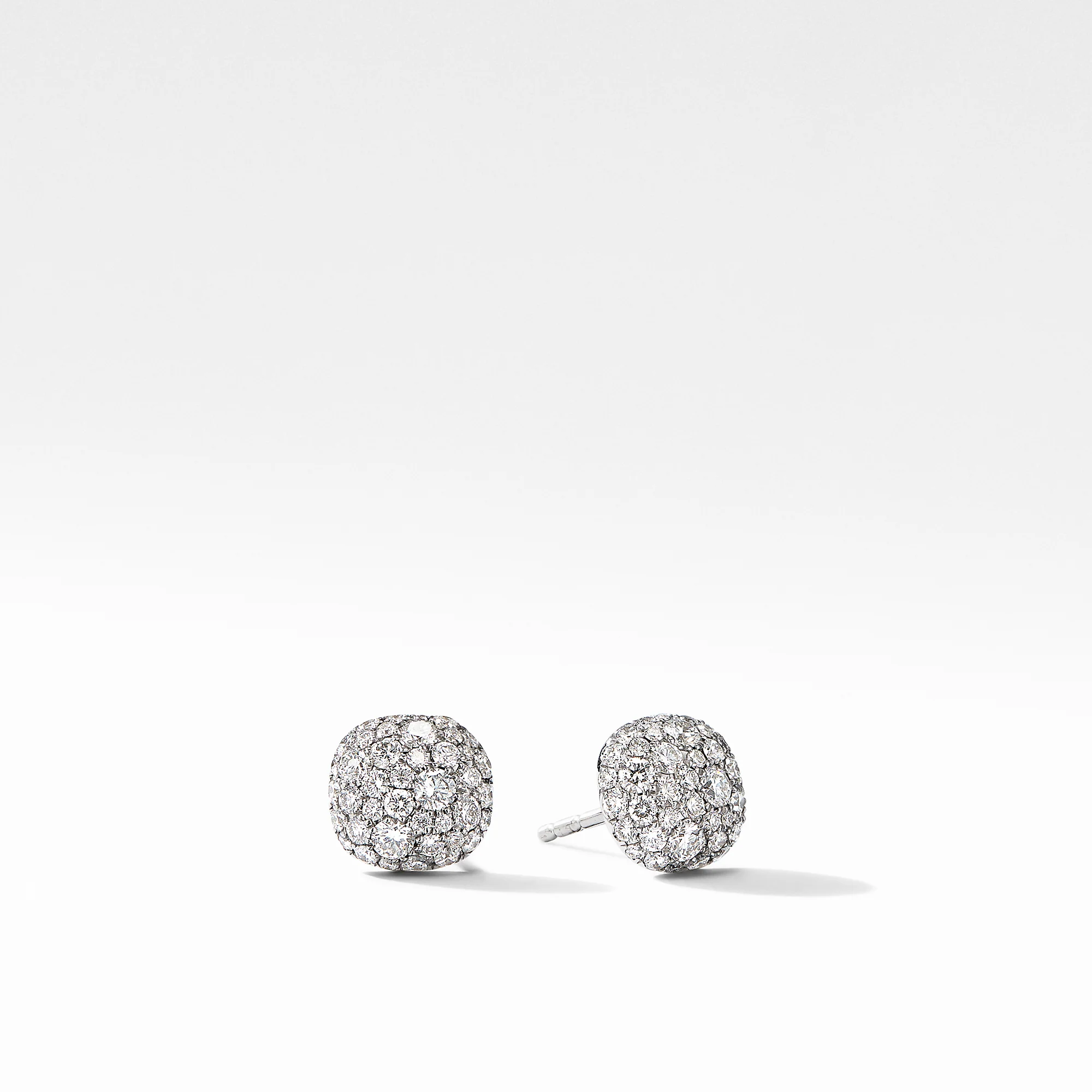 David Yurman Cushion Stud Earrings In 18k White Gold With Diamonds, 8mm