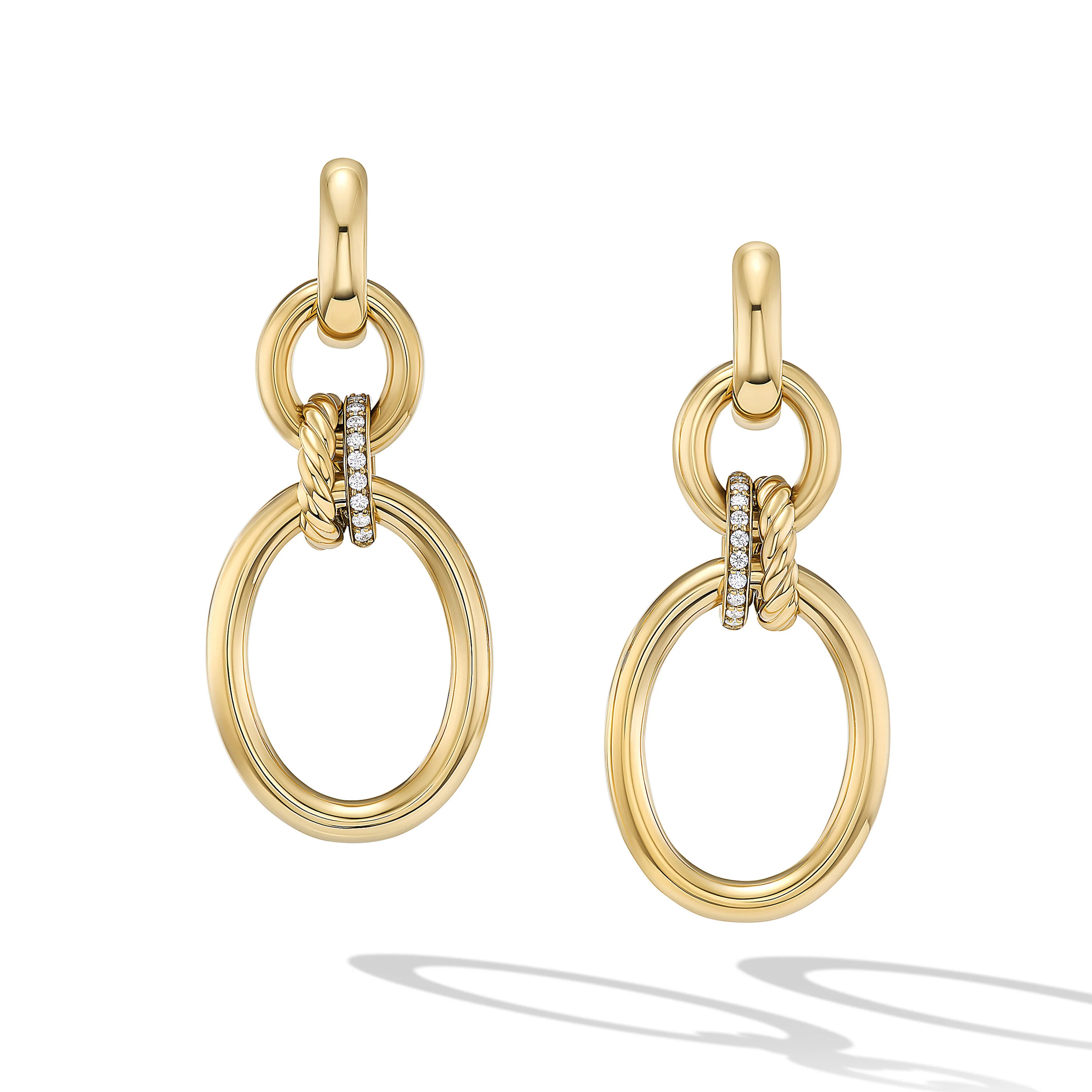 David Yurman Mercer® Circular Drop Earrings In 18k Yellow Gold With Diamonds, 50mm