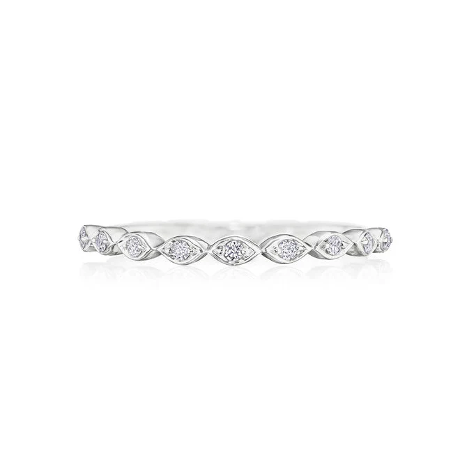 18K White Gold 0.07ctw Illusion Marquise Diamond Band - Image 2
