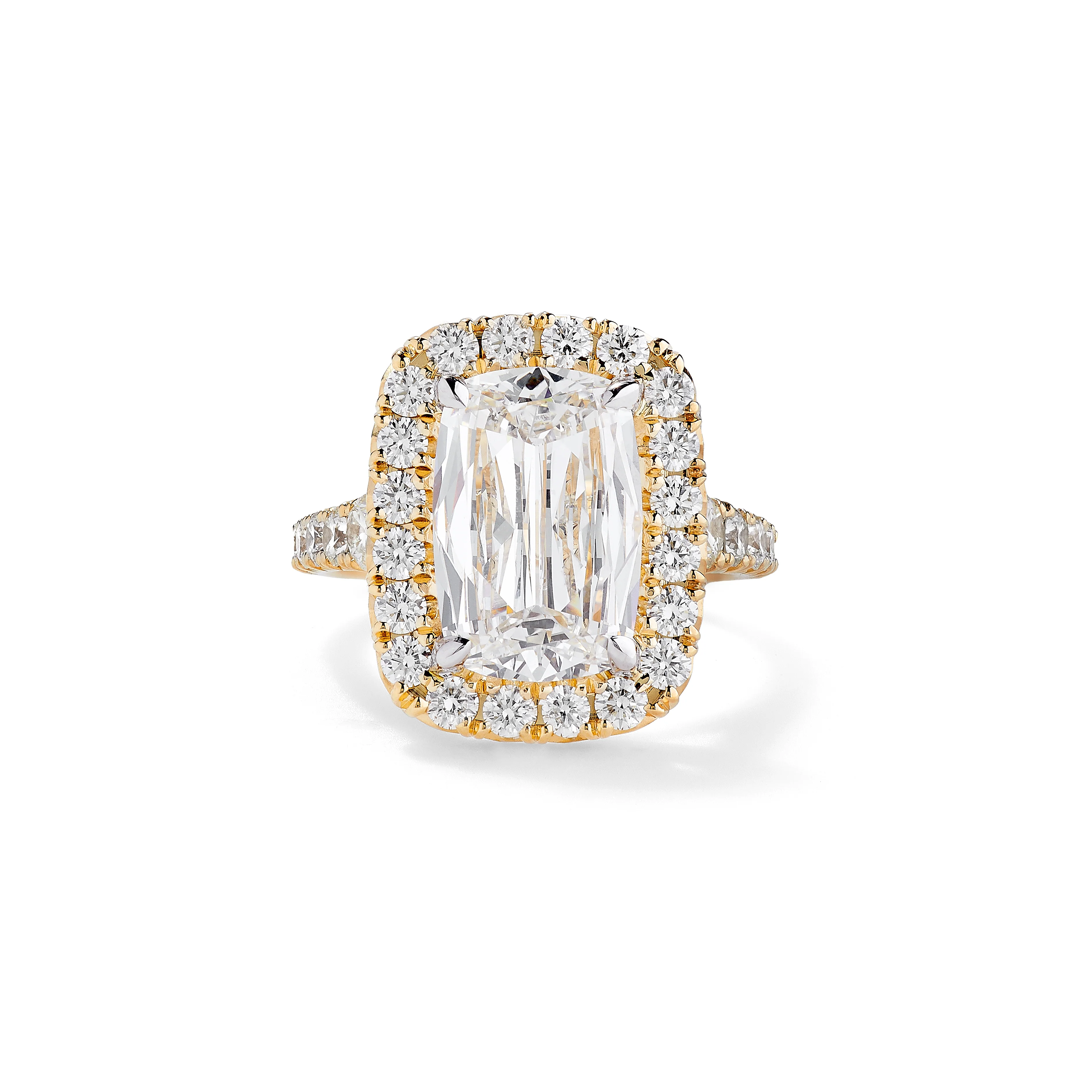 Henri Daussi 18k Yellow And White Gold Cushion Diamond Ring
