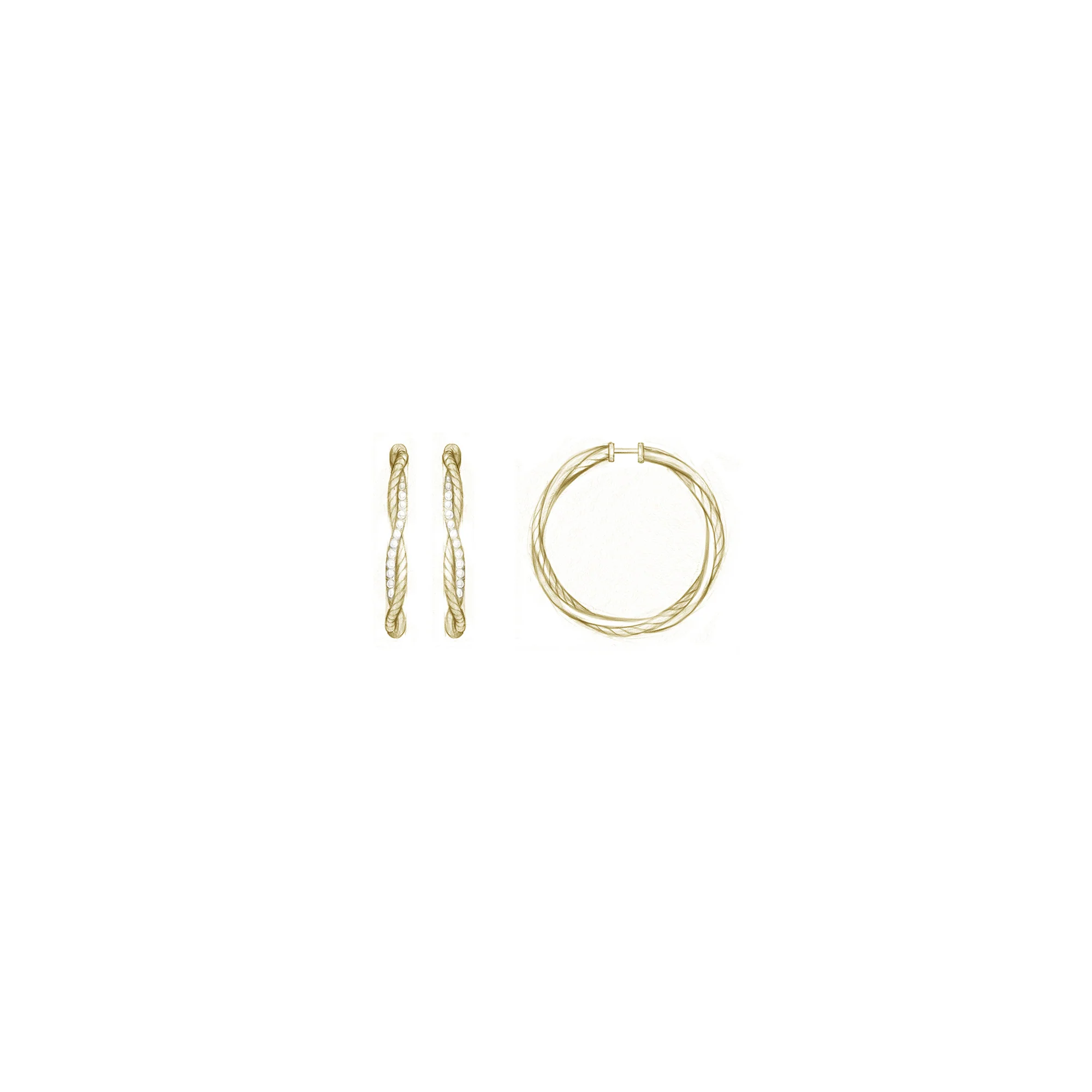 David Yurman Infinity Hoop Earrings In 18k Yellow Gold With Diamonds, 42mm