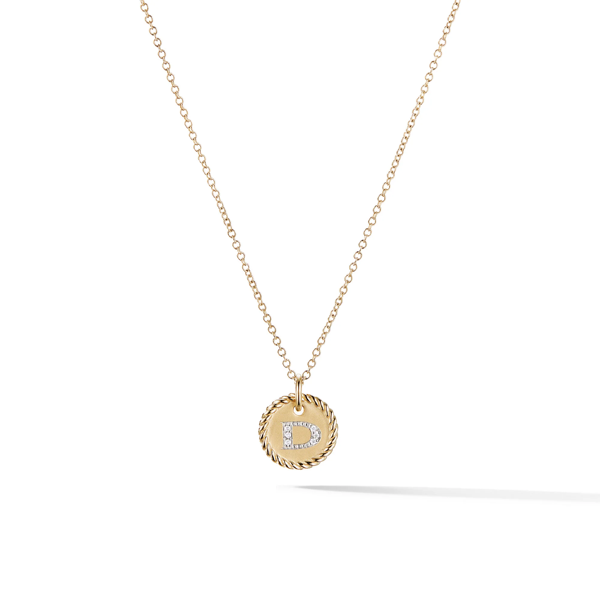 David Yurman Initial D Cable Collectible Necklace In 18k Yellow Gold With Diamonds