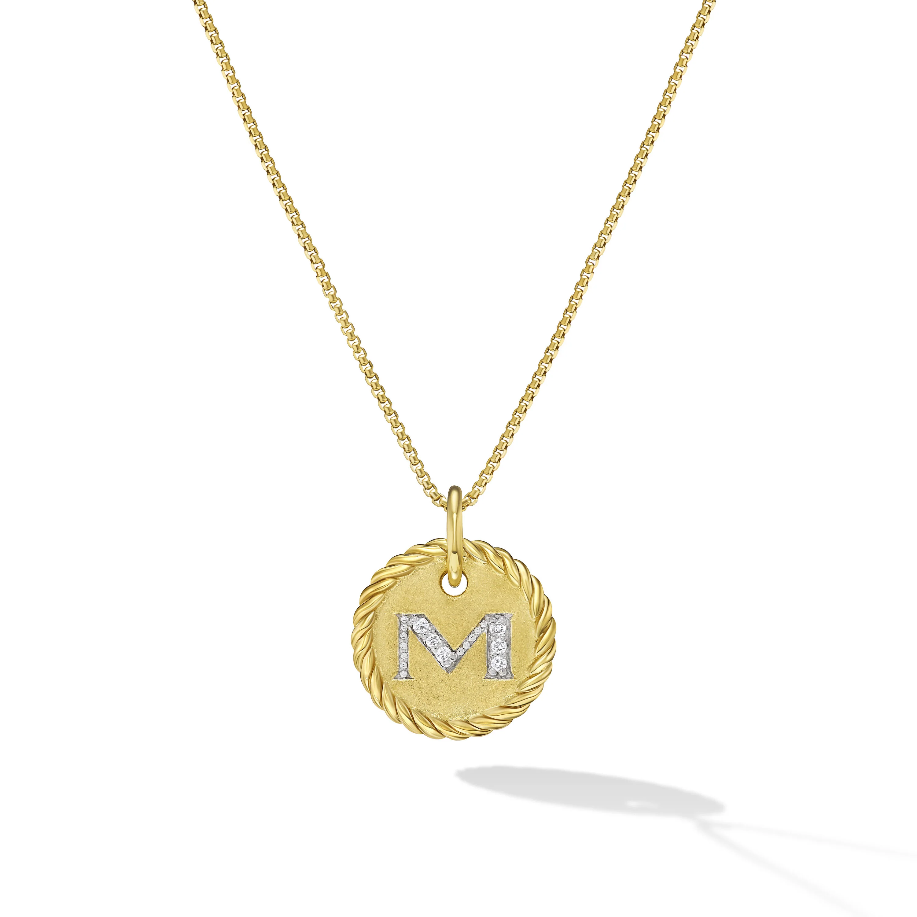 David Yurman Initial N Cable Collectable Enhancer In 18k Yellow Gold With Diamonds