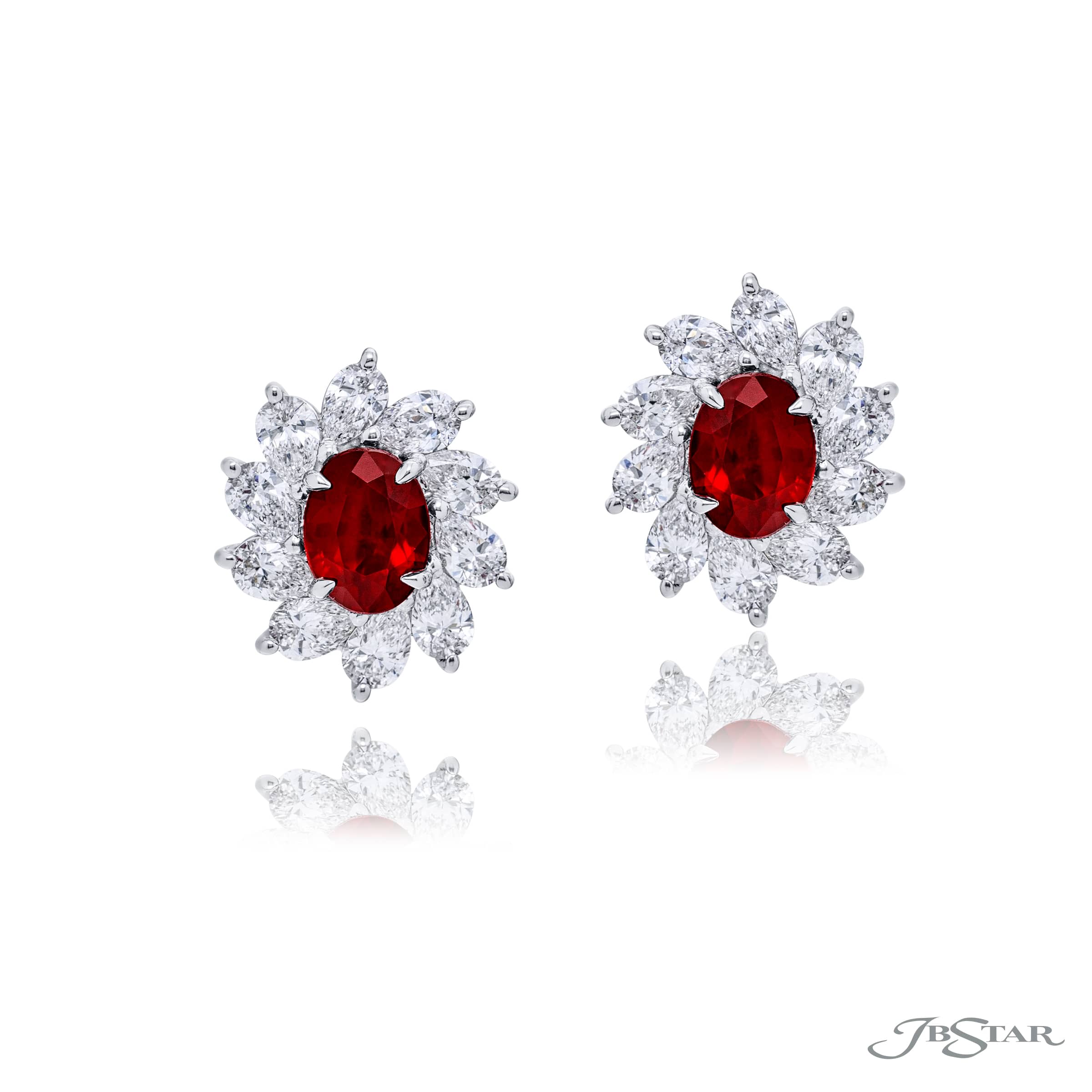 Jb Star Platinum Ruby & Diamond Earrings