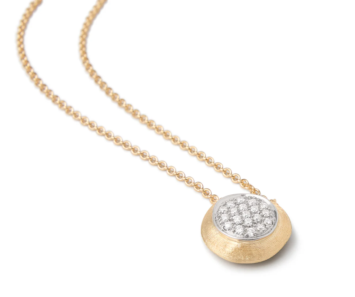 18k Yellow Gold Jaipur Pave Diamond Disk Necklace - Image 2
