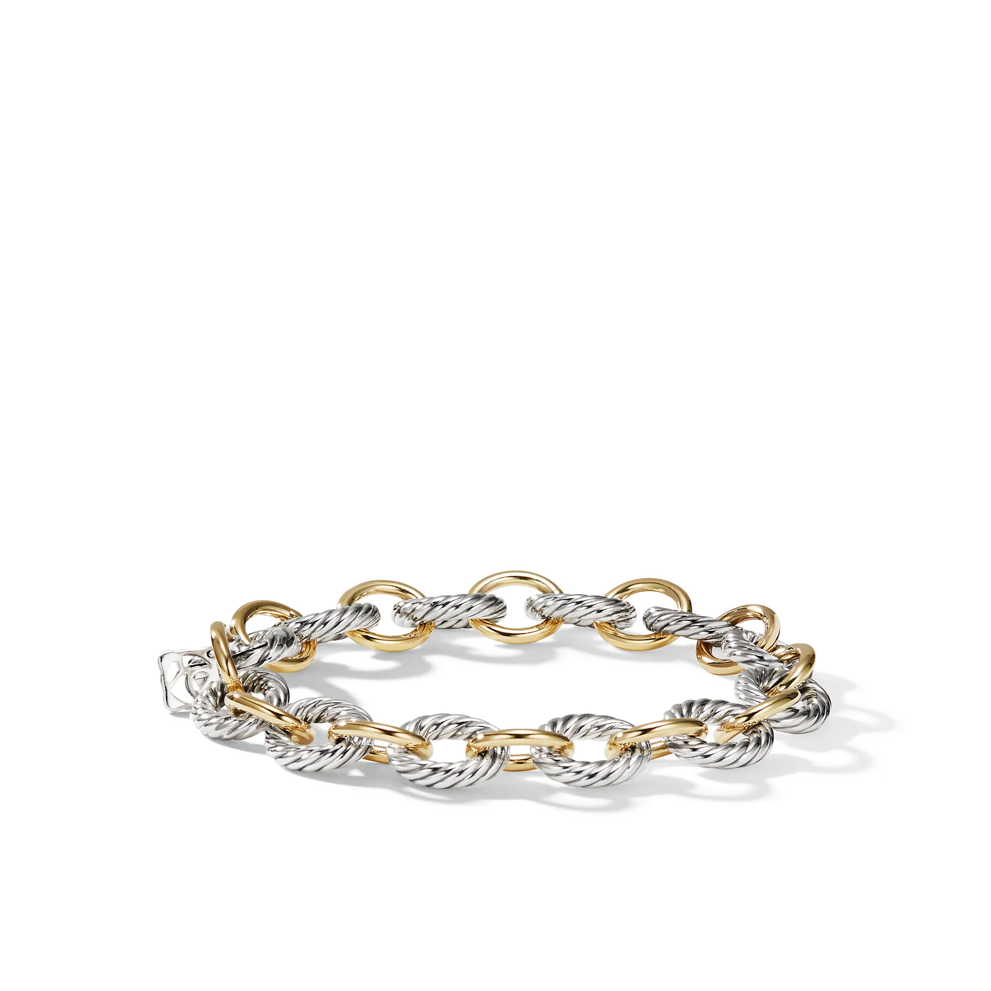 David Yurman Oval Link Chain Bracelet In Sterling Silver With 18k Yellow Gold, 10mm