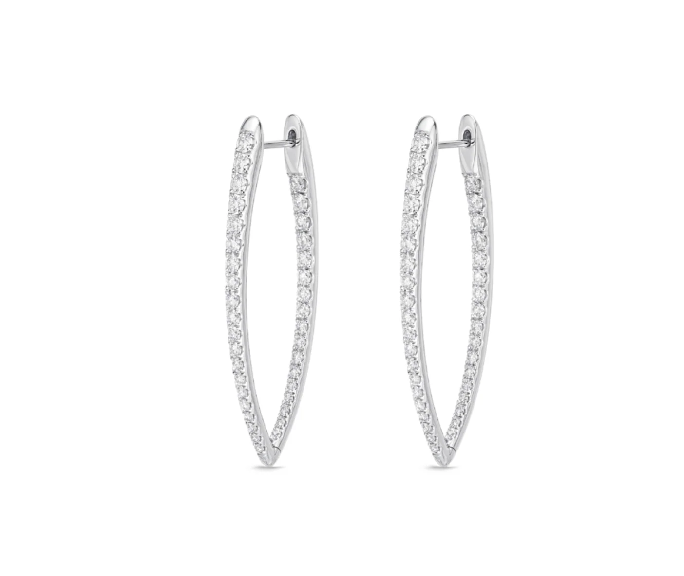 Memoire 18K White Gold IMPERAIL Diamond Hoop Earrings - Image 2