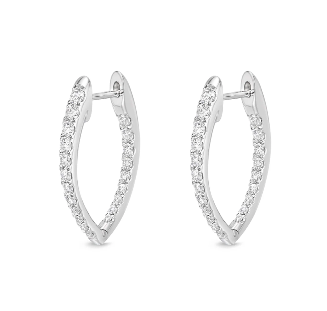Memoire 18K White Gold Imperial Diamond Hoop Earrings - Image 2