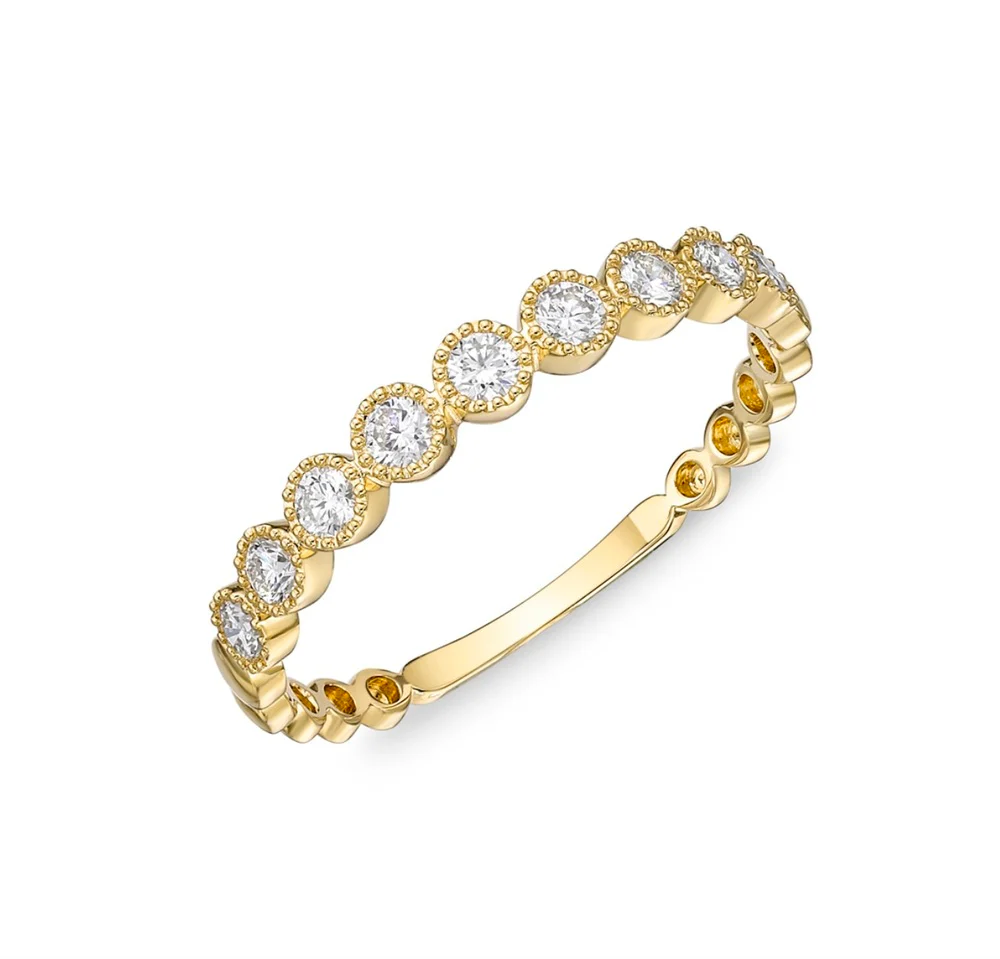 18K Yellow Gold Bezel-Set 0.30ctw Round Diamond Band - Image 3