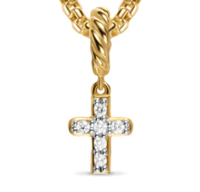 David Yurman Micro Pavé Cross Amulet In 18k Yellow Gold With Diamonds, 8mm