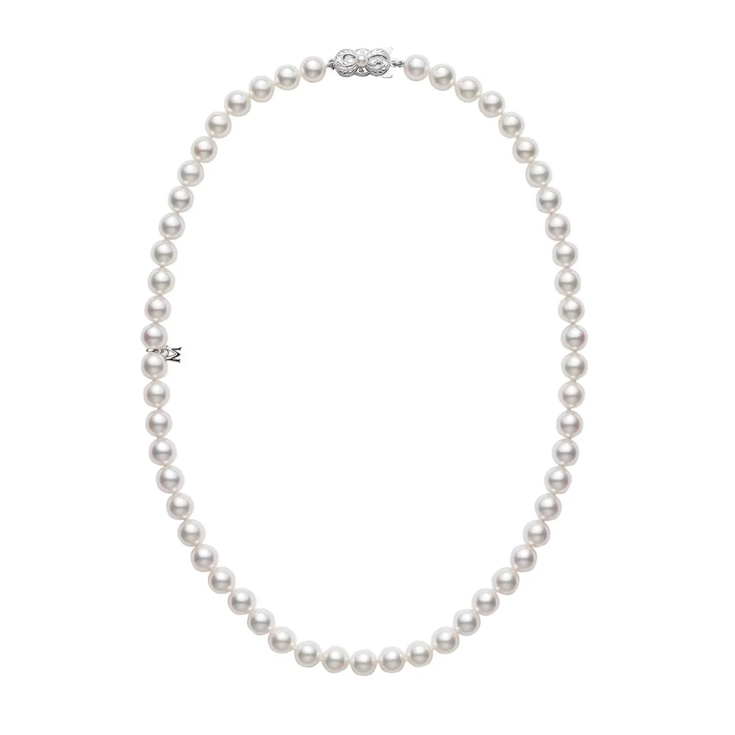 18k White Gold 7x6.5mm Pearl Strand Necklace