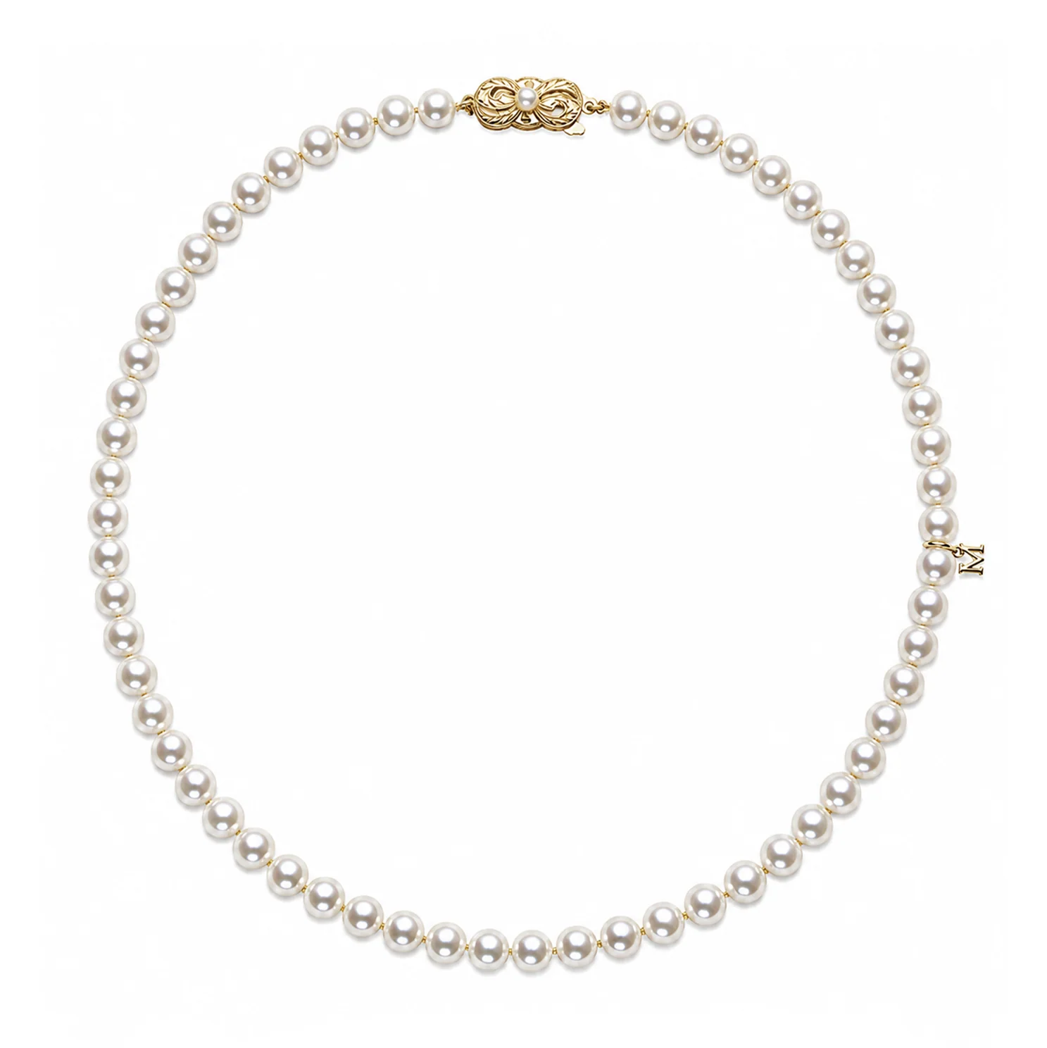 18k Yellow Gold 5x5.5mm Pearl Strand Necklace